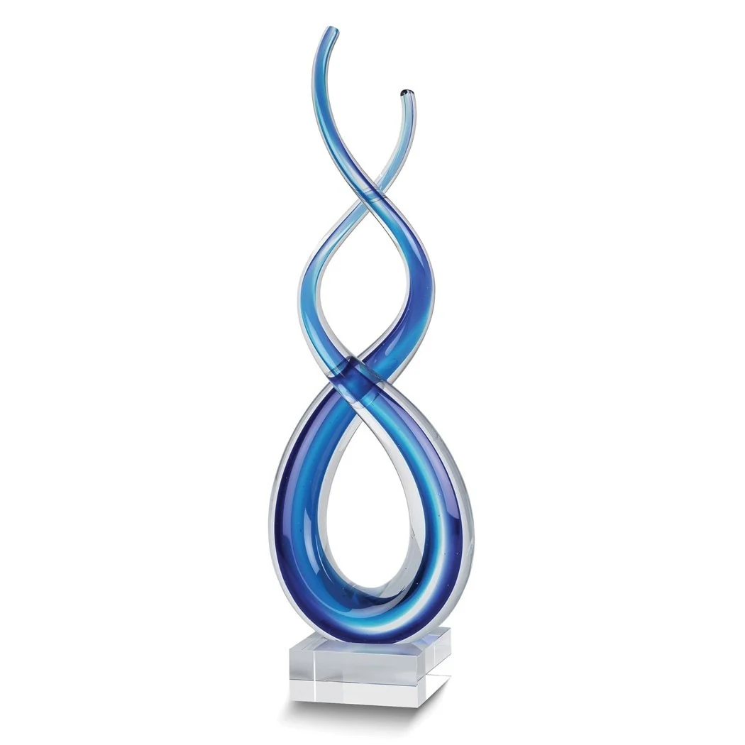 Curata Curata Deep Blue Handcrafted Glass with Crystal Base Centerpiece