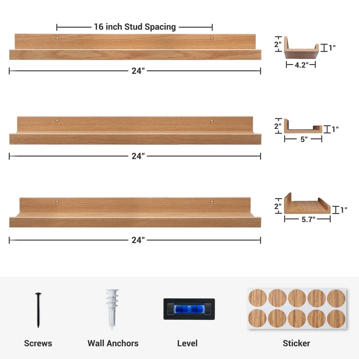 Picture Ledge Shelf, Floating Shelves Wall Mounted Set of 3