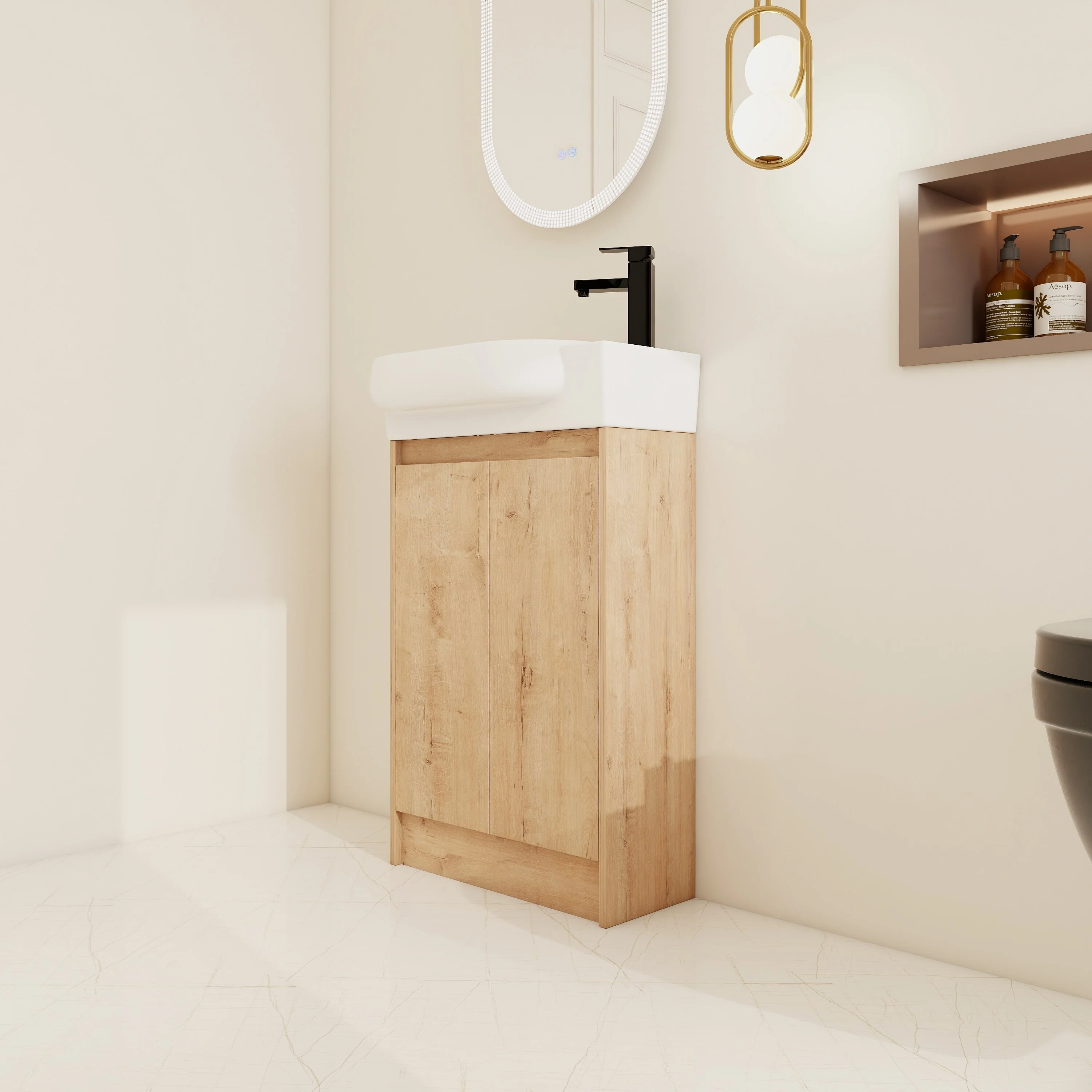 BNK 16/18/23 inch Freestanding/Floating Bathroom Vanity with Single Sink,Powder Room Vanity with Soft Close Door
