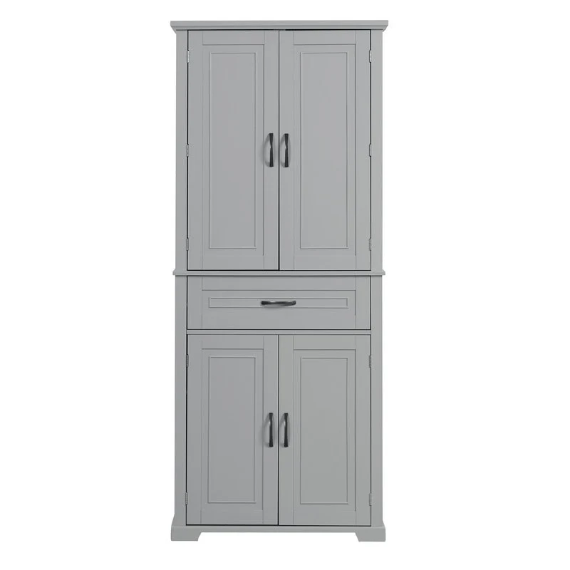 Bathroom Floor Cabinet, Freestanding Storage Cabinet with Doors and Drawer, Kitchen Cupboard with Adjustable Shelf
