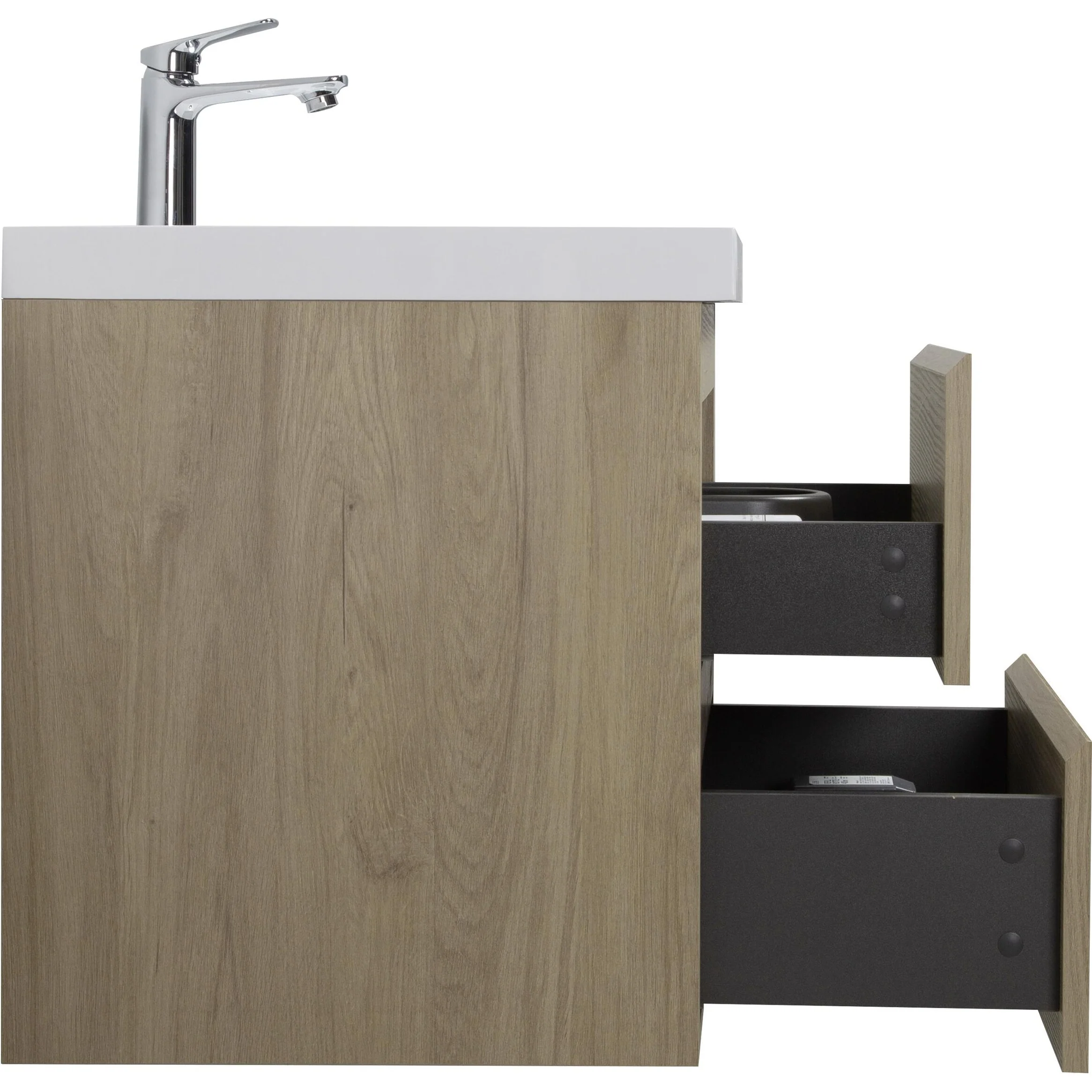 MDF Floating Bathroom Vanity with Integrated Resin Sink
