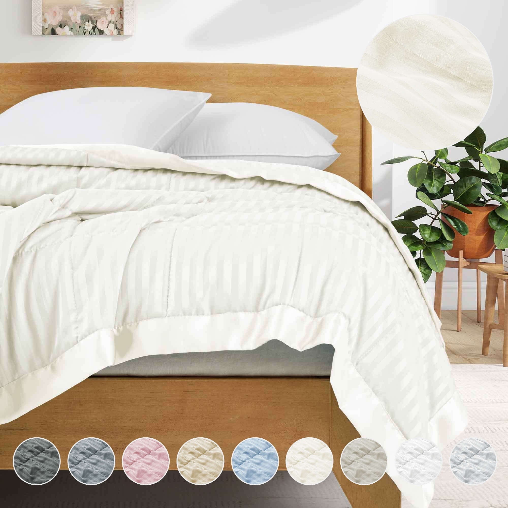 Hotel Quality Luxury All Season Jacquard Soft Bed Blanket with Satin Trim, Cozy and Warm