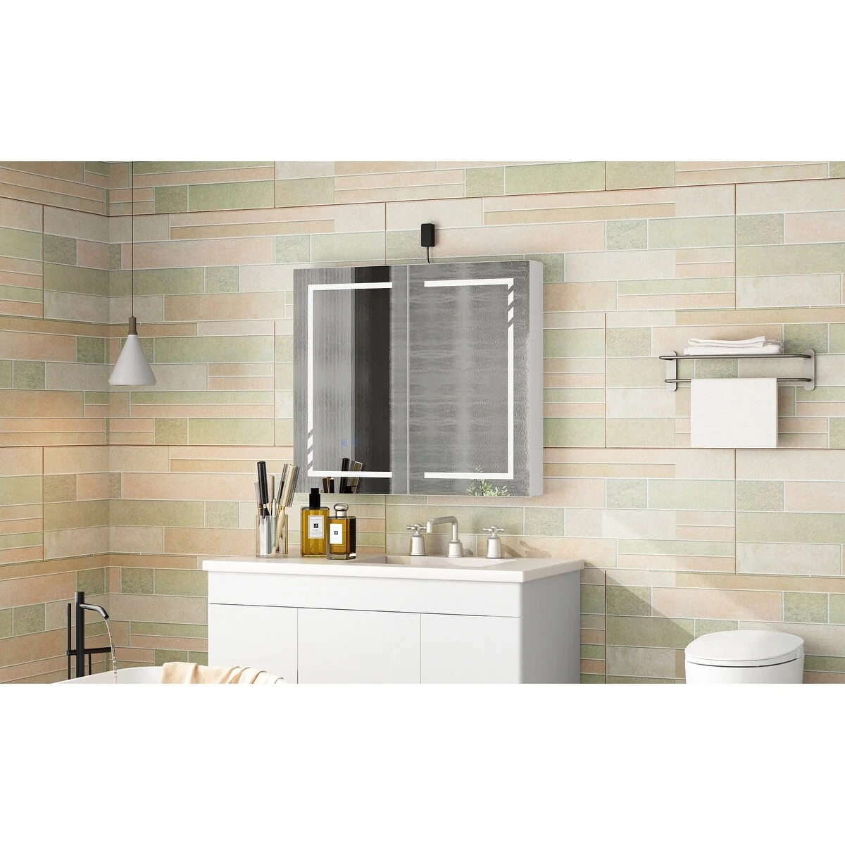 Bathroom Vanity with Ceramic Basin and Modern Medicine Cabinet Combo