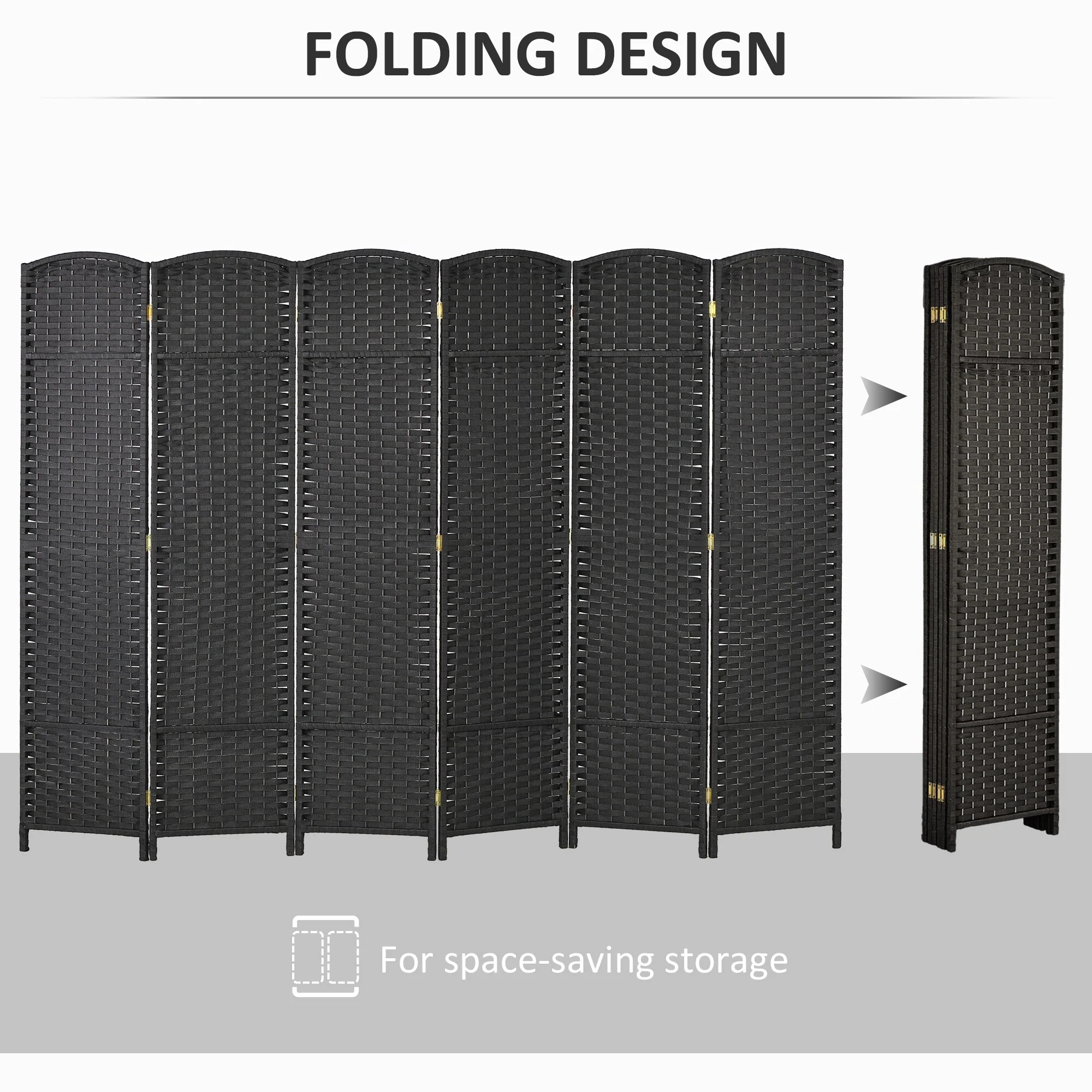 HOMCOM Room Divider, 6 Panel Folding Privacy Screen, 5.6' Tall Freestanding Wall Partition