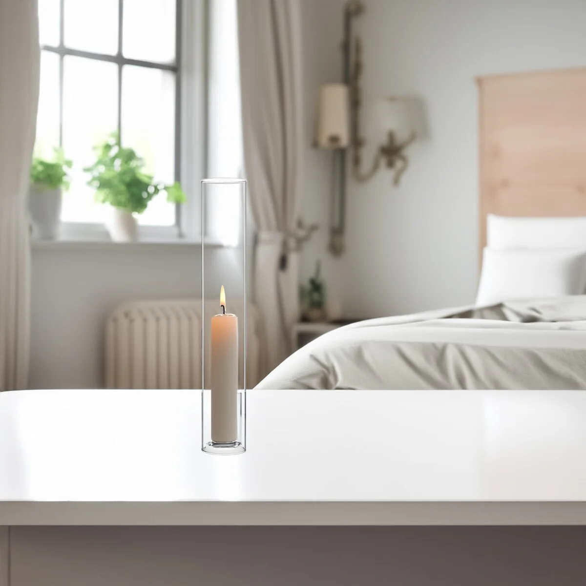 Clear Glass Cylinder Hurricane Chimney Tube, Candle Cover - 1 Piece