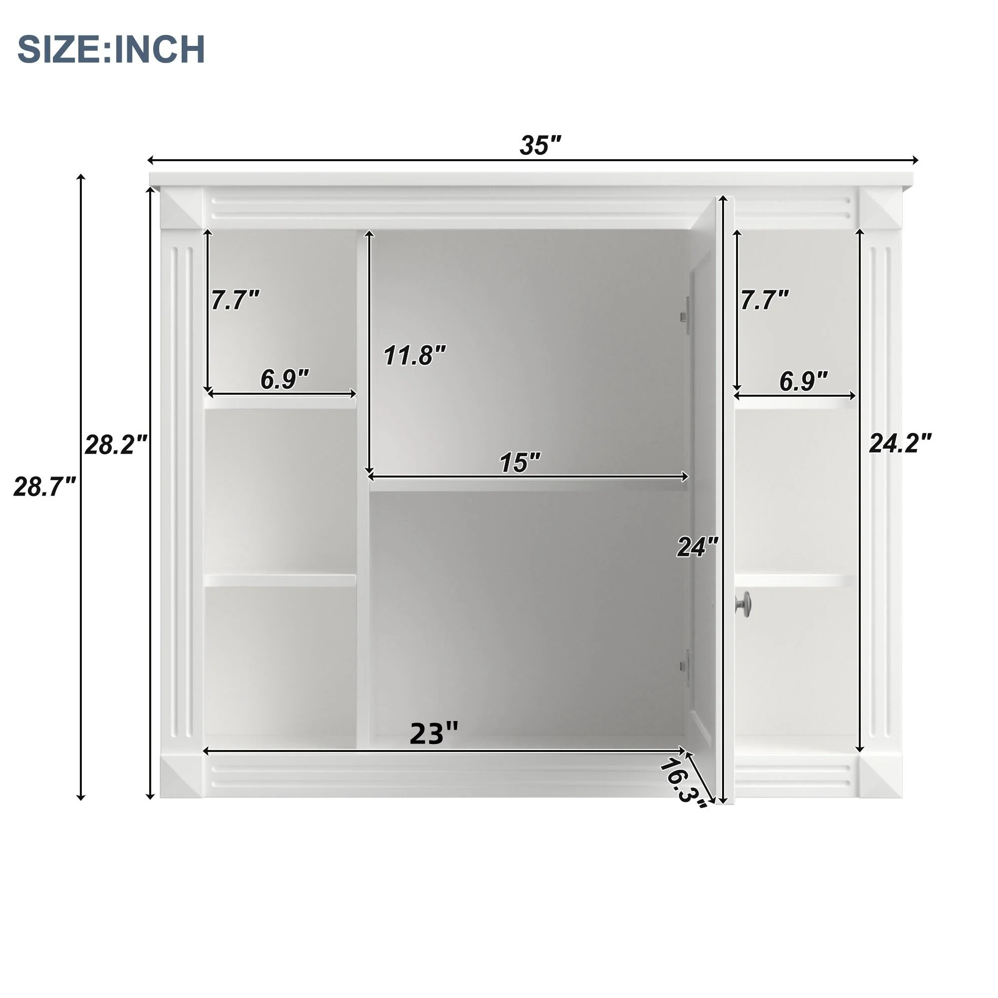 35'' x 28'' Wall Mounted Bathroom Medicine Cabinet - 35