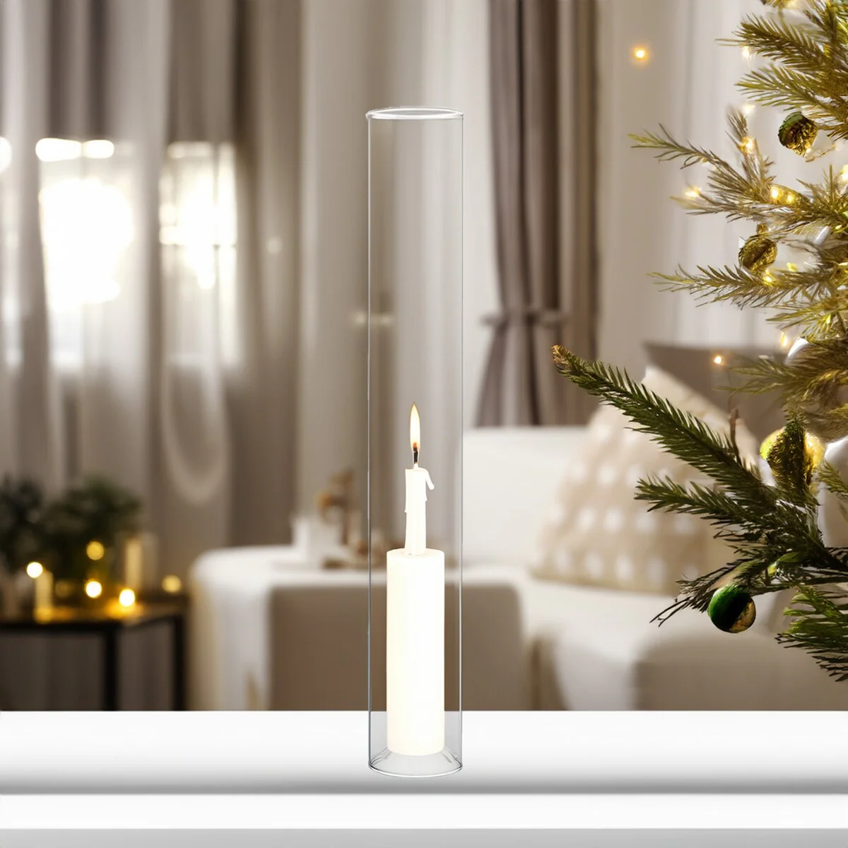 Clear Glass Cylinder Hurricane Chimney Tube, Candle Cover - 1 Piece