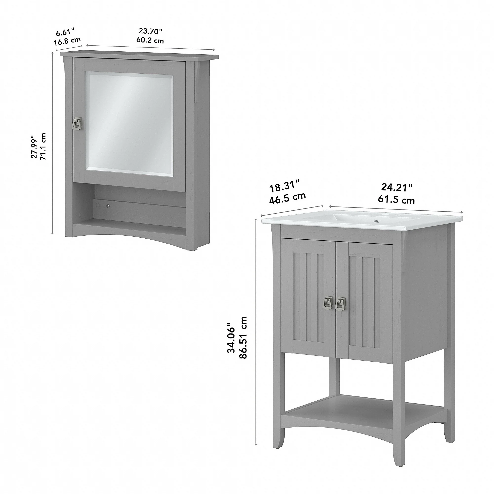 Salinas 24W Bathroom Vanity Sink & Medicine Cabinet by Bush Furniture