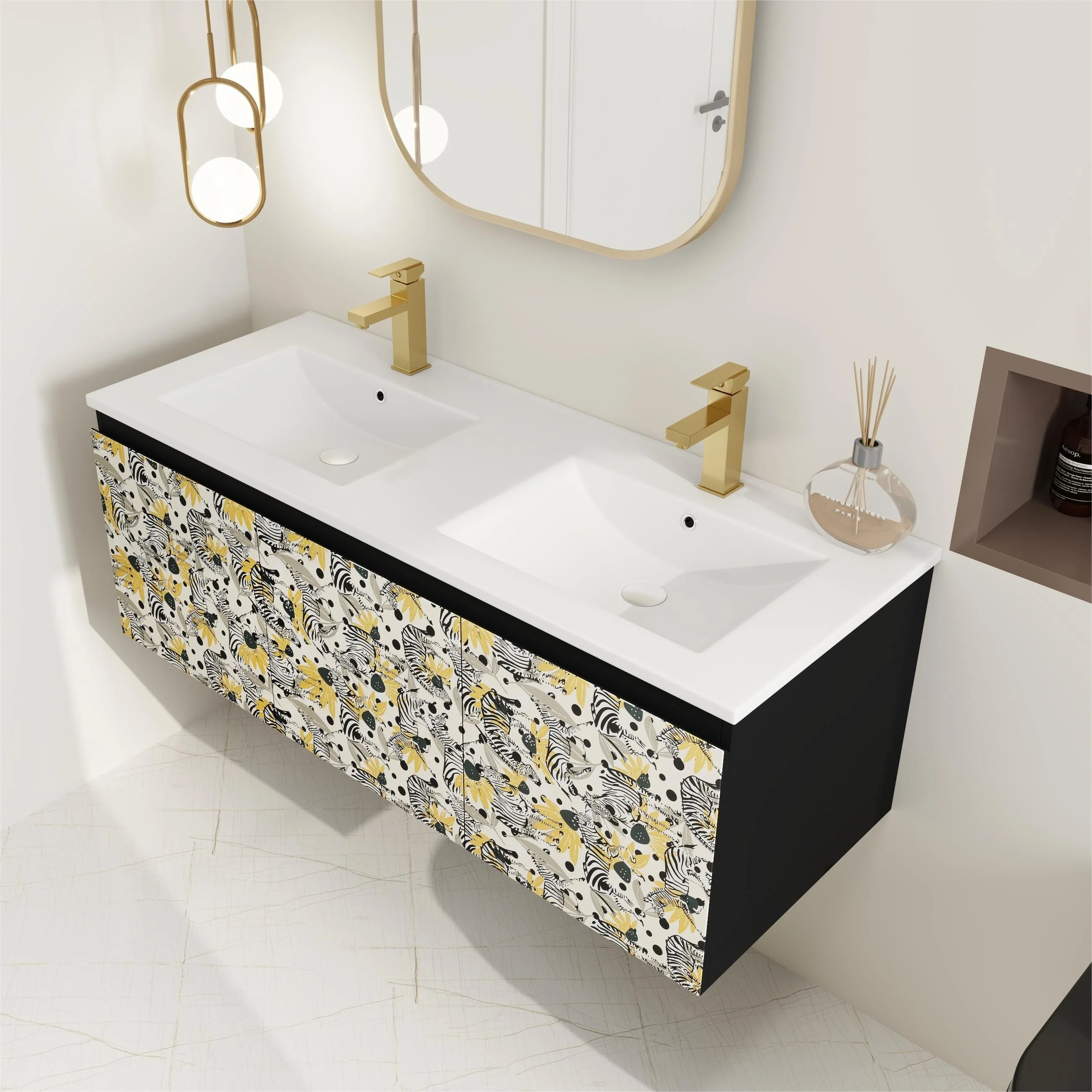 BNK 24/30/48 Inch Double Sink Bathroom Vanity with Soft Close Door