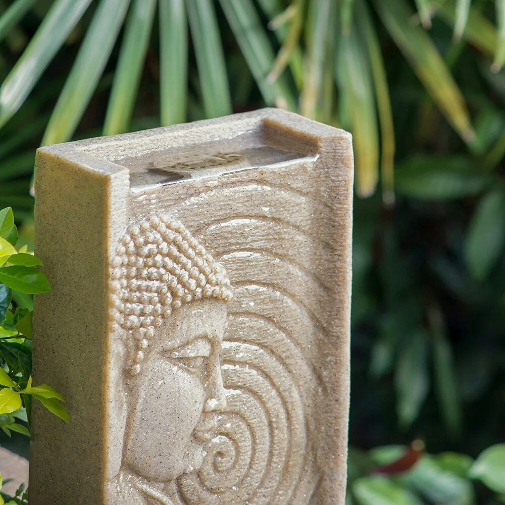 Buddha Water Fountain, Polyresin Tabletop Fountain with LED Light -9x6.5x14