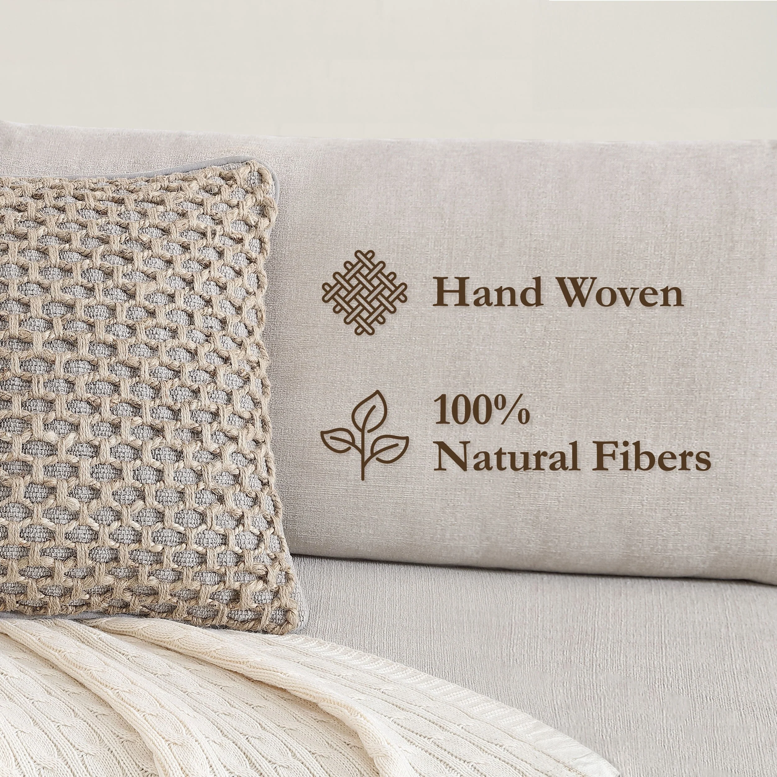 Boho Living Jada Braided Cotton/Jute Throw Pillow Covers