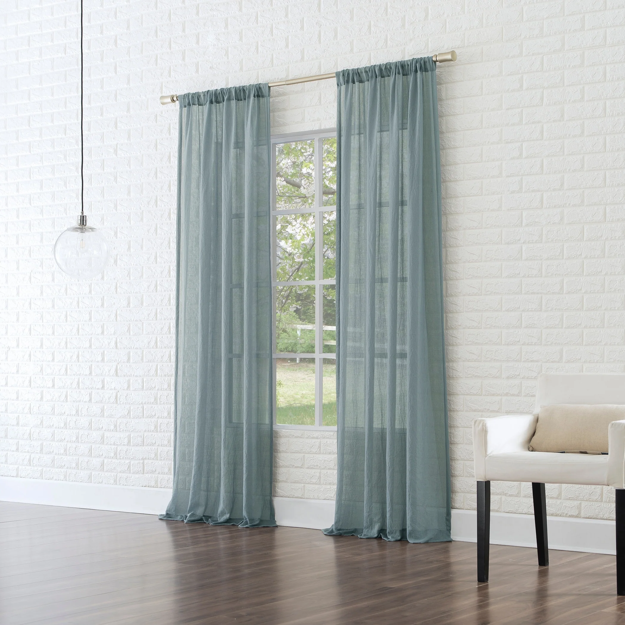 No. 918 Ladonna Crushed Texture Semi-Sheer Rod Pocket Curtain Panel, Single Panel