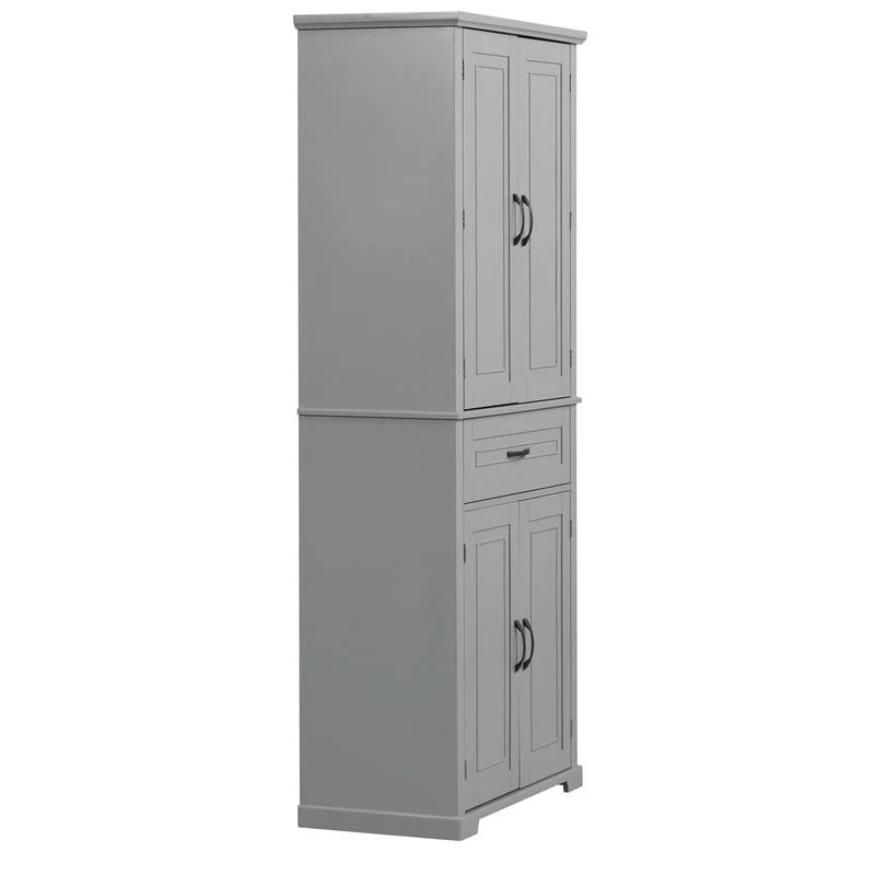 Bathroom Floor Cabinet, Freestanding Storage Cabinet with Doors and Drawer, Kitchen Cupboard with Adjustable Shelf