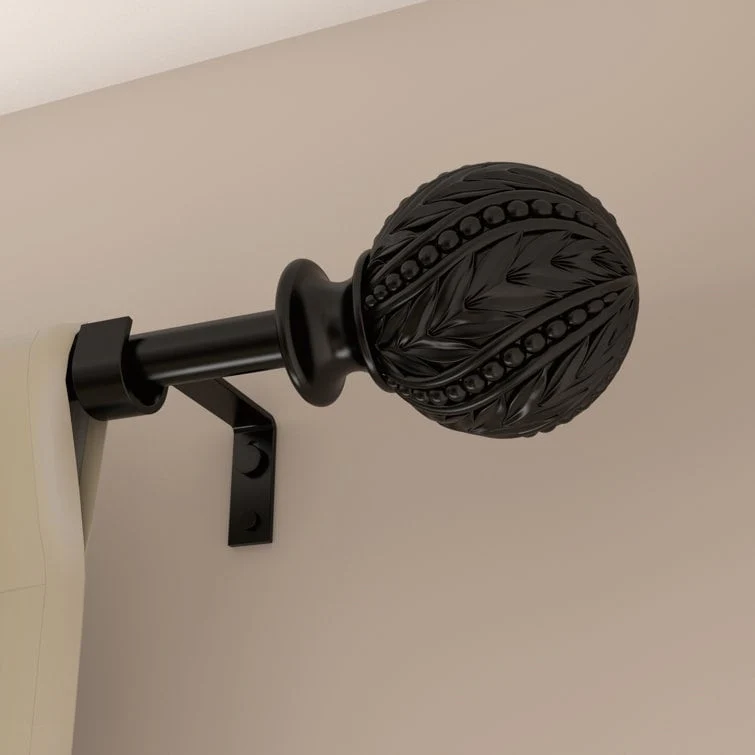 Debuono Black Adjustable Curtain Rod with Final Set