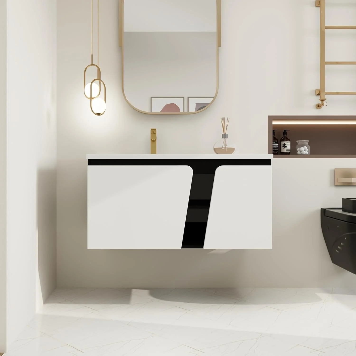 BNK 28/ 32/36/40 Inch Single Sink Bathroom Vanity with Soft Close Door, Modern Floating Vanity