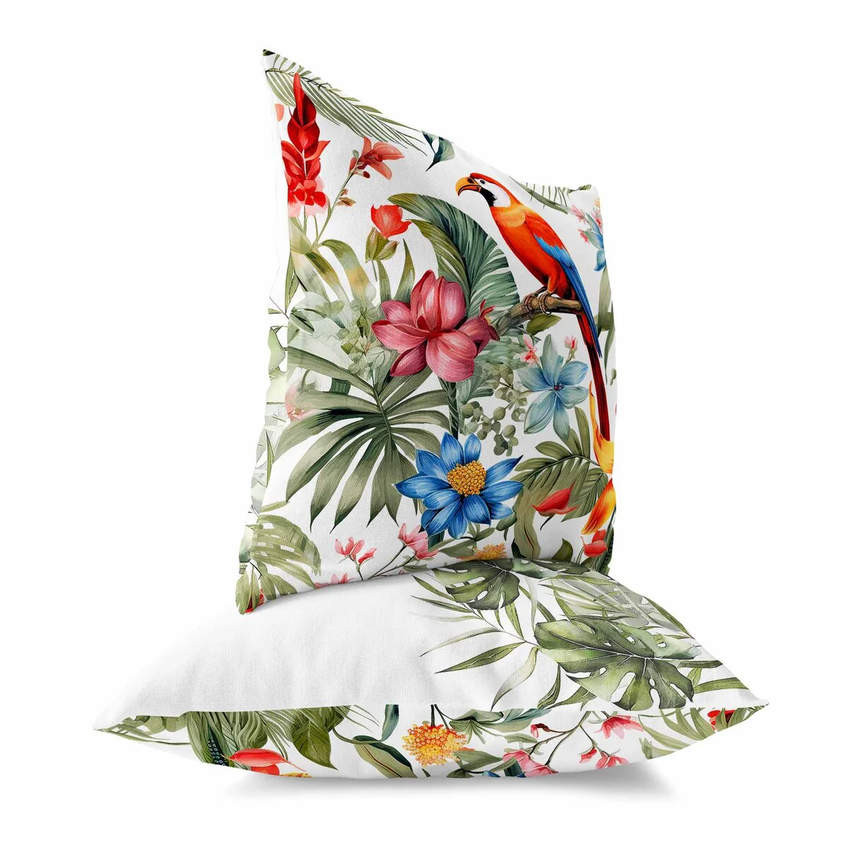 White And Red Leafy Lyricist Indoor/Outdoor Throw Pillow Zipper