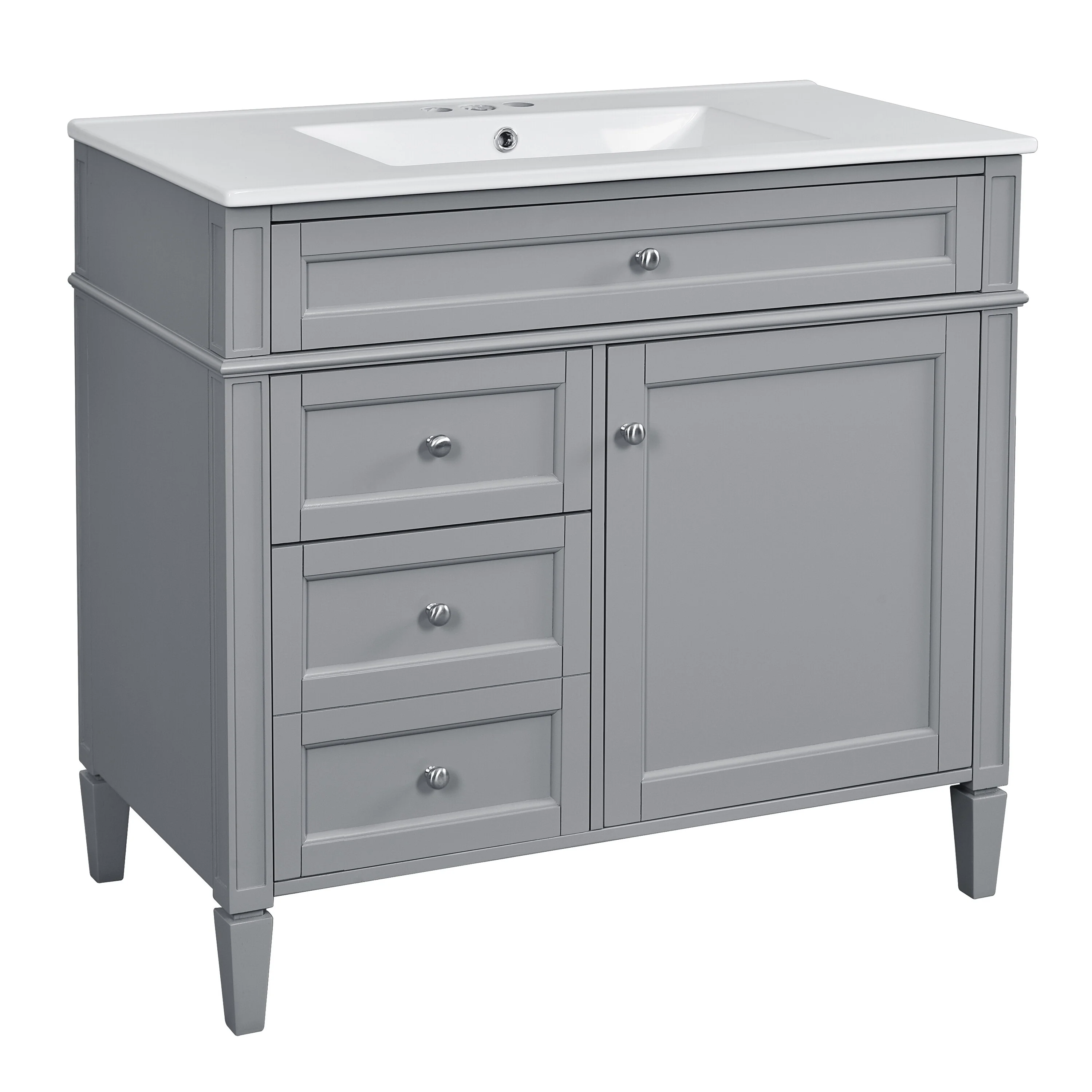 Bathroom Vanity with Single Sink, Bathroom Vanities with 2 Drawers, Bathroom Storage Cabinet with 1 Tip-Out Drawer and 1 Door