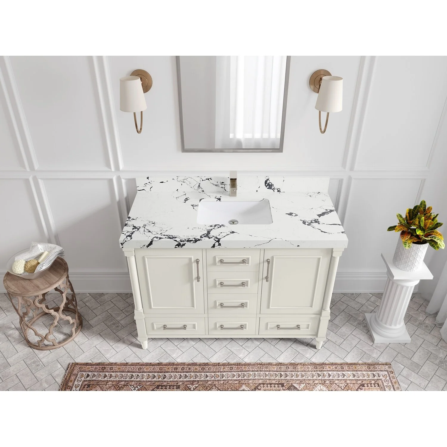 Willow Collections 48 in. W x 22 in. D Aberdeen Single Bowl Sink Bathroom Vanity with Countertop