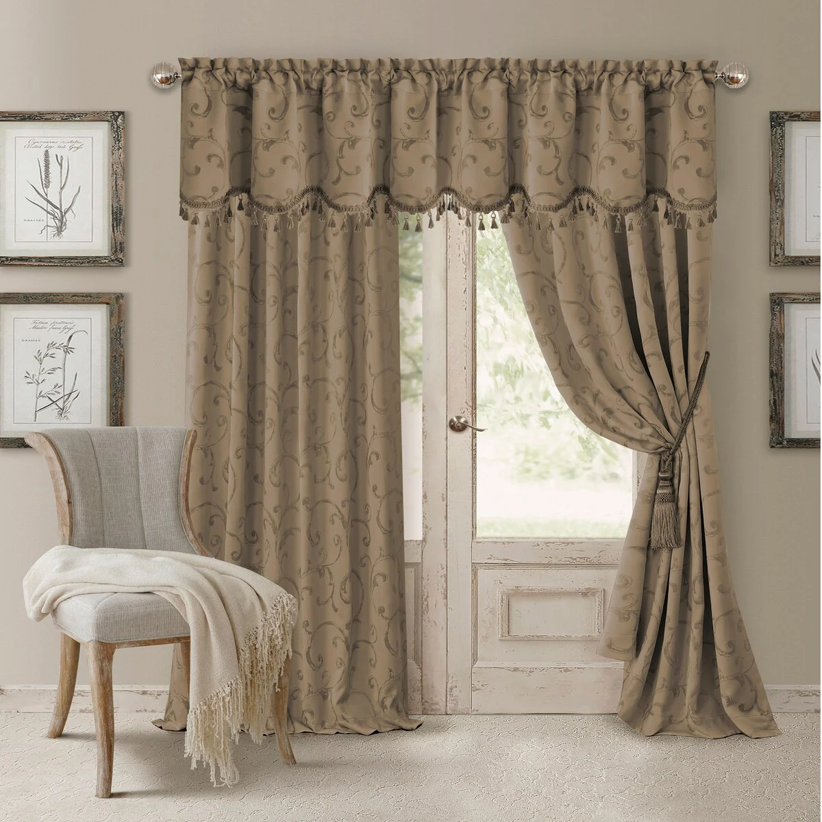 Elrene Mia Jacquard Blackout Scallop Window Valance - 52