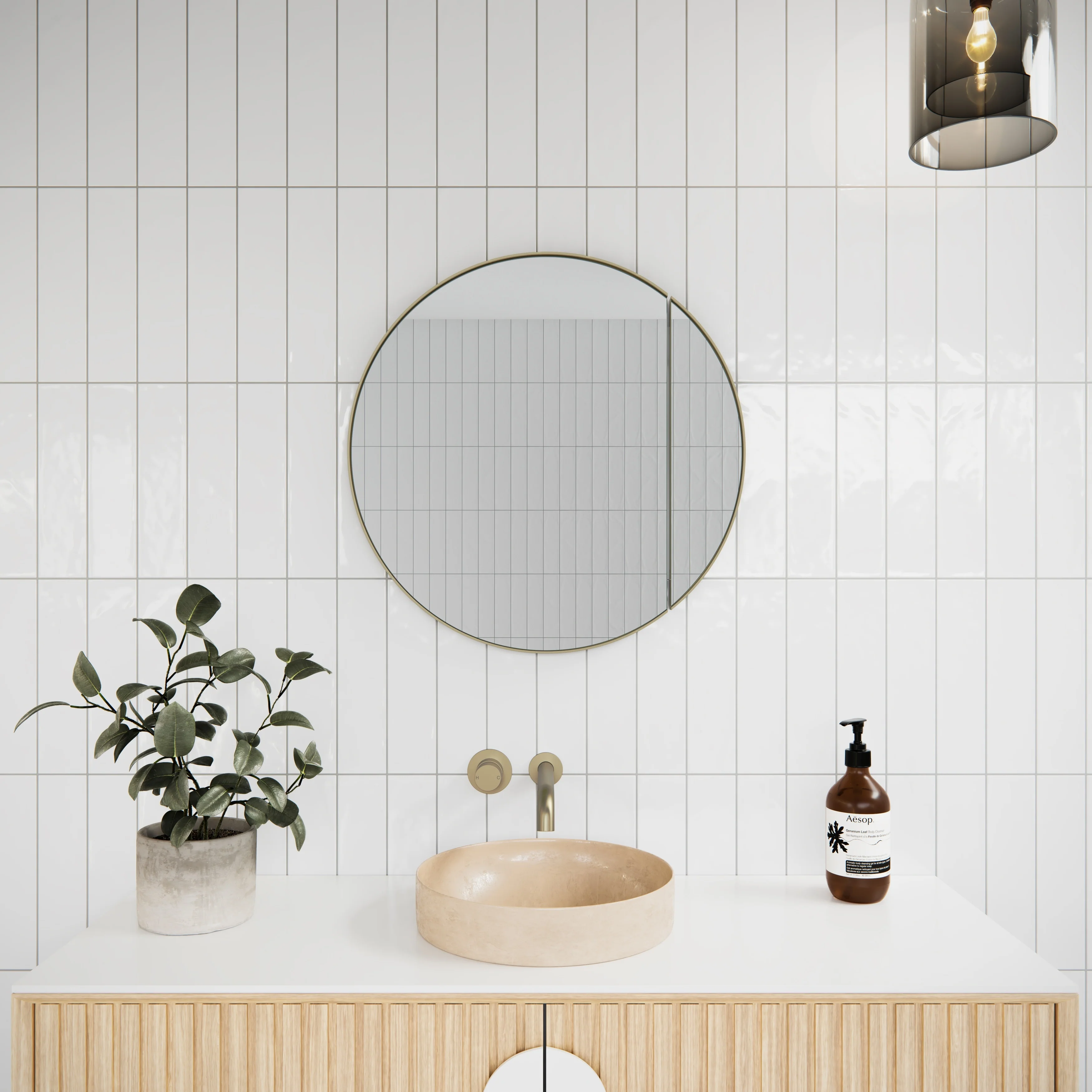 One Door Steel Frame Round Shape Medicine Cabinet