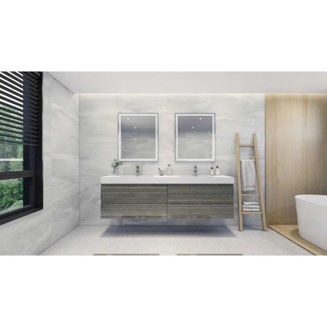 Baillie 72'' Wall-Mounted Vanity with Double Reinforced Acrylic Sink