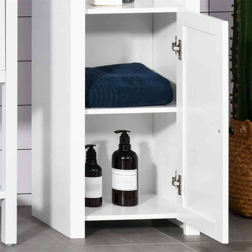 Tall Bathroom Storage Cabinet,Freestanding Linen Tower w/2-Tier Shelf