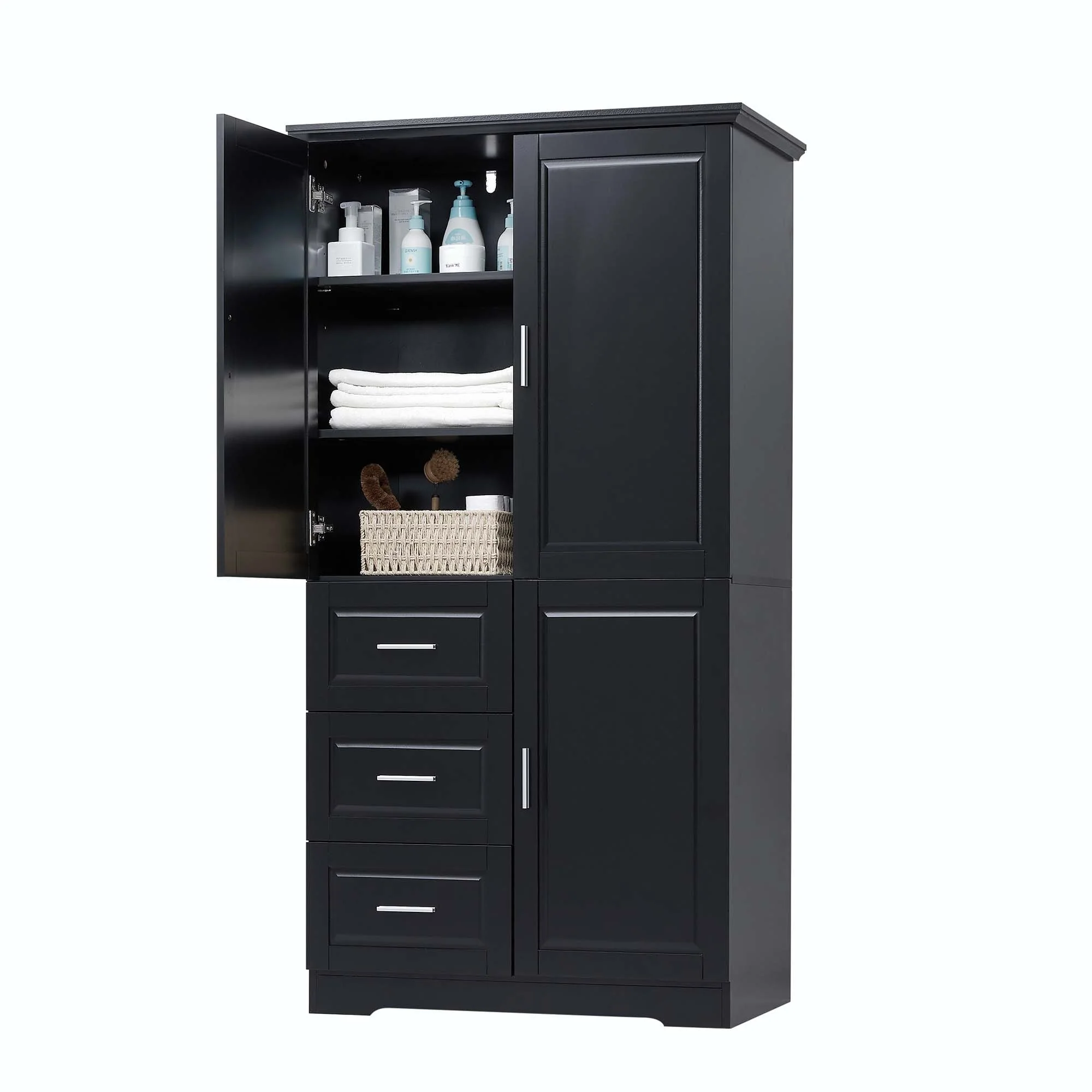 Bathroom Storage Cabinet with Drawers and Adjustable Shelf