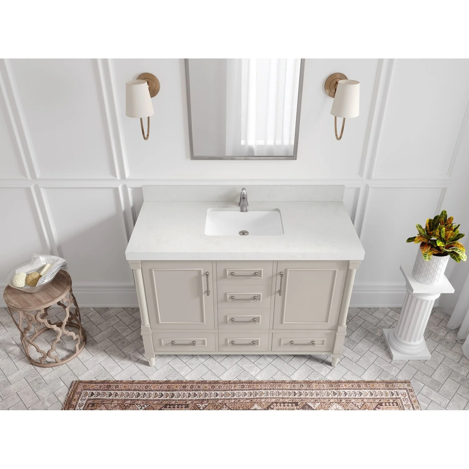 Willow Collections 48 in. W x 22 in. D Aberdeen Single Bowl Sink Bathroom Vanity with Countertop