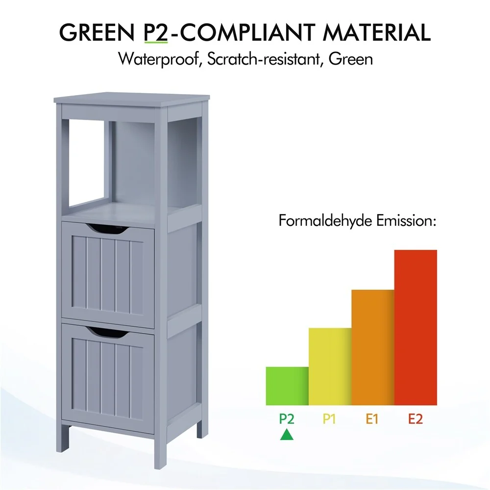 Yaheetech 3 Tiers Floor Bath Cabinet, 2 Hideaway Drawers 1 Shelf