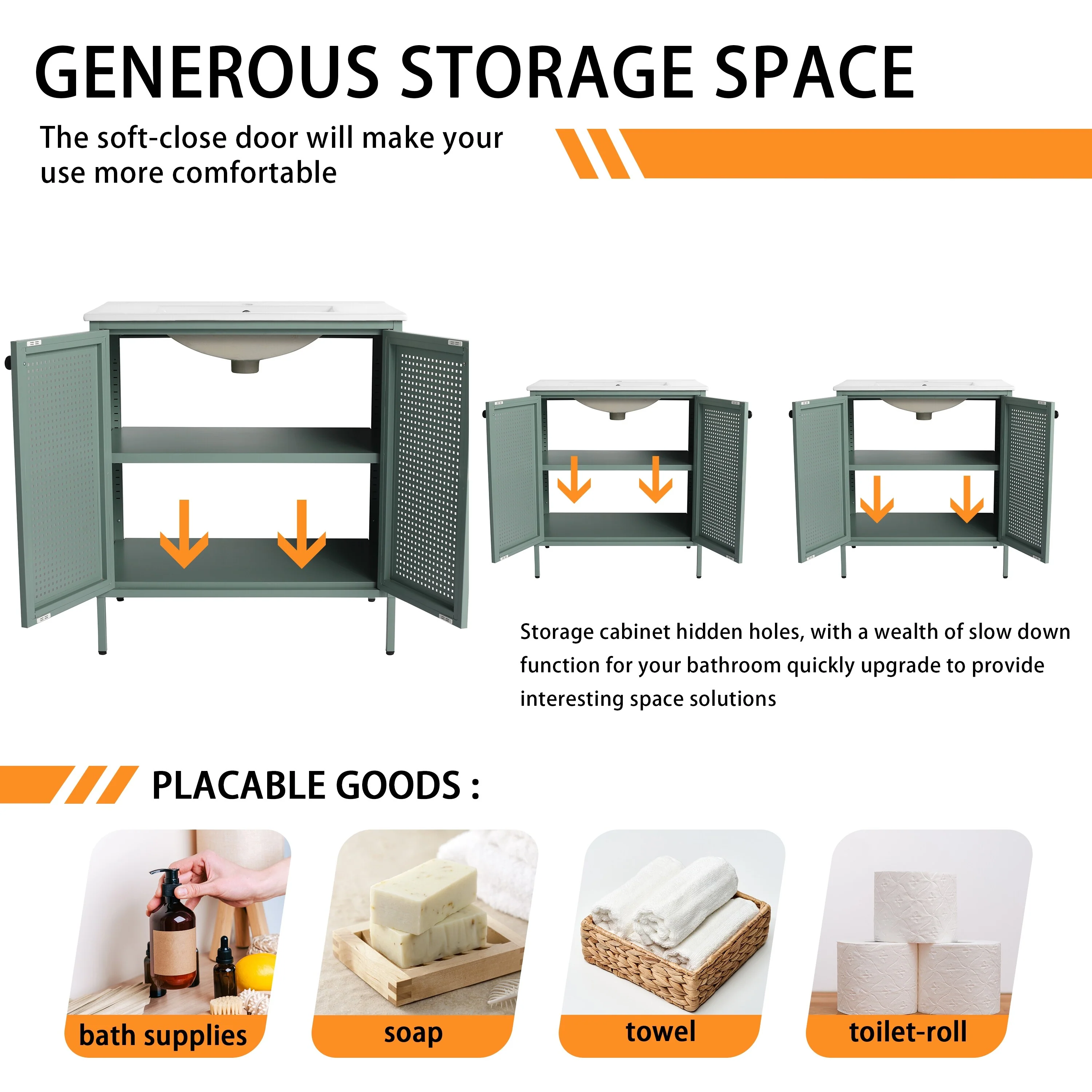 Bathroom Vanity With Sink In 30 Inch, Freestanding Bathroom Vanity With Soft Close Door