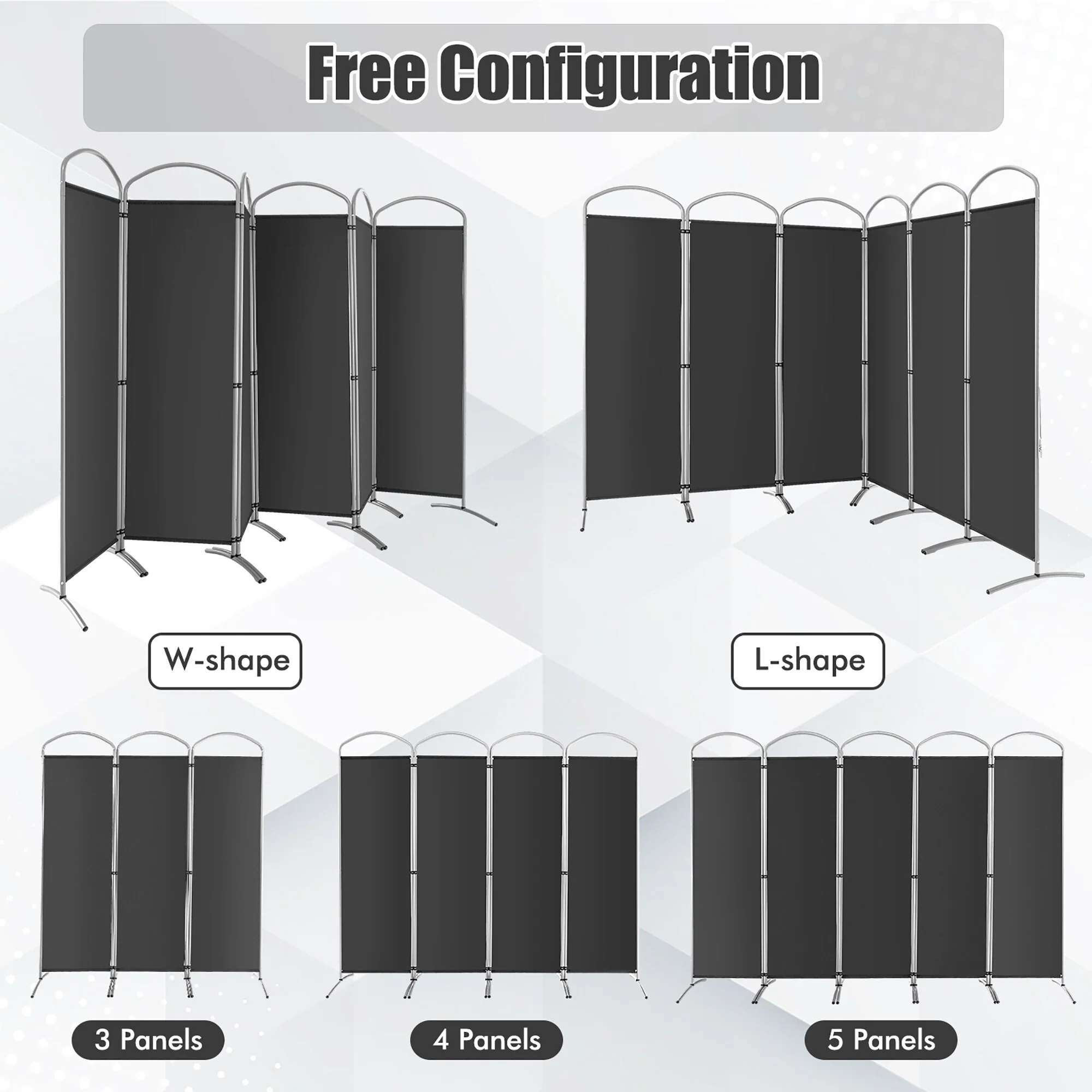 Costway 6 Panels Folding Privacy Screen 6 Ft Tall Fabric Privacy