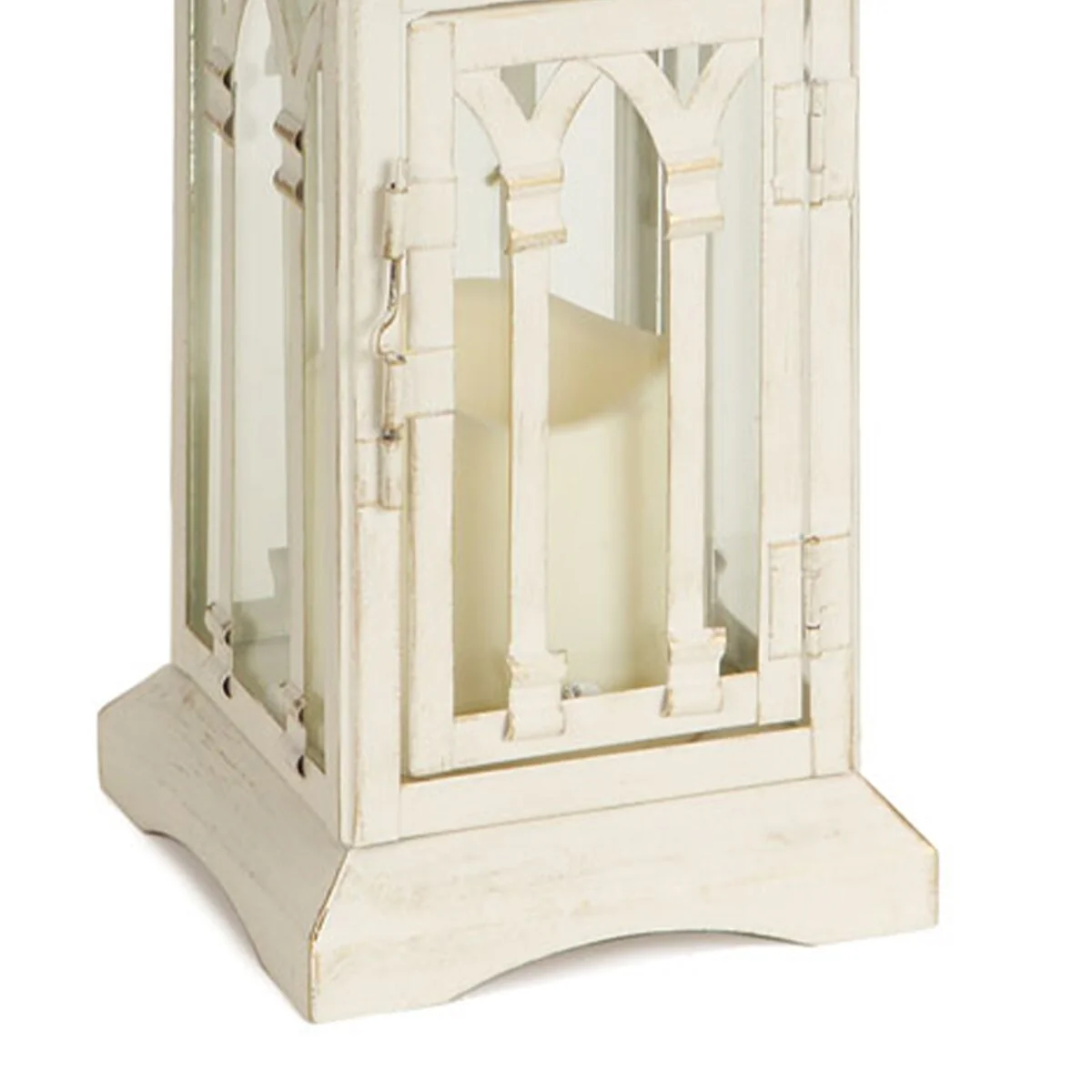 HomeRoots Set Of Two Beige LED Floor Lantern Candle Holder - 10