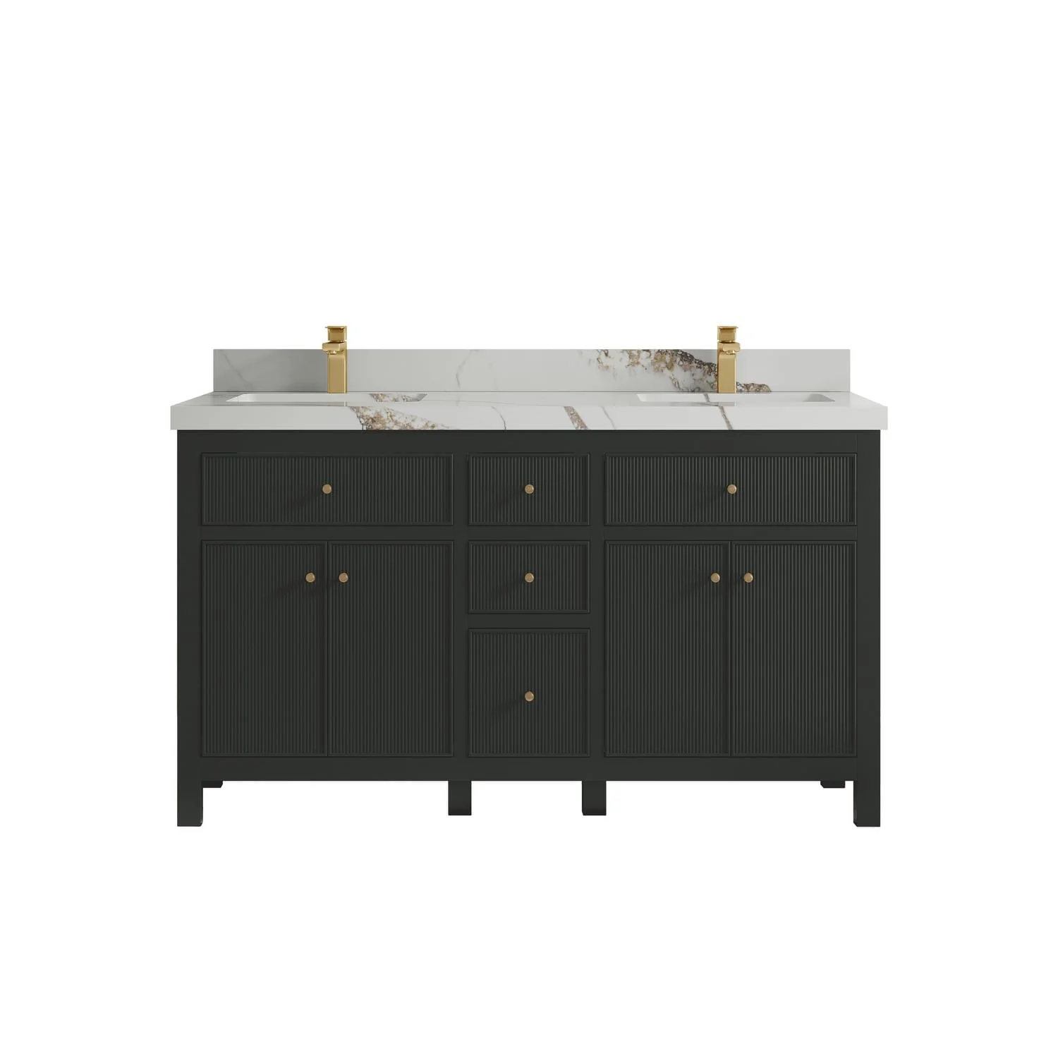Willow Collections 60 in. W x 22 in D. Sonoma Free Standing Reeded Double Sink Bathroom Vanity with Countertop