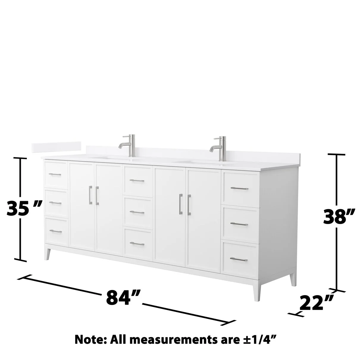 Elan 84-inch Double Vanity, Single Hole Quartz Top