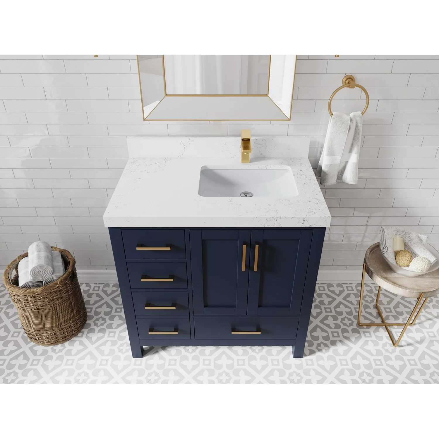 Willow Collections 36 in. W x 22 in. D Malibu Right Offset Sink Bathroom Vanity with Countertop