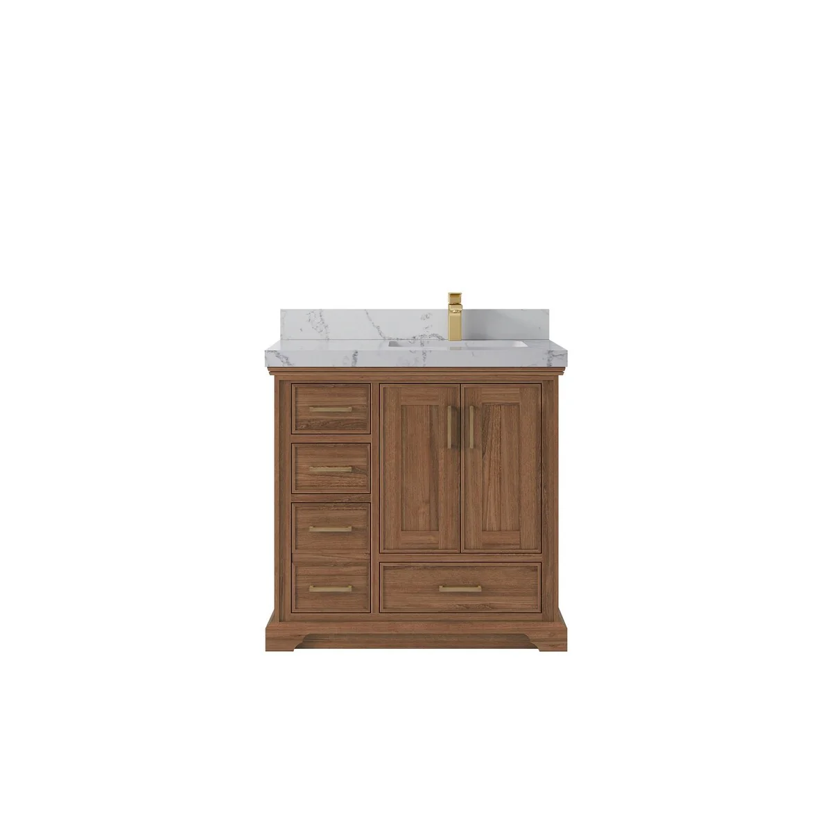 Willow Collections 36 in. W x 22 in. D Charlotte Teak Right Offset Sink Bathroom Solid Teak Vanity with Countertop