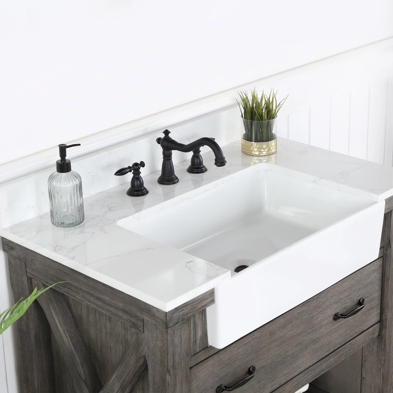 Villareal Bath Vanity with Composite Stone Top without Mirror