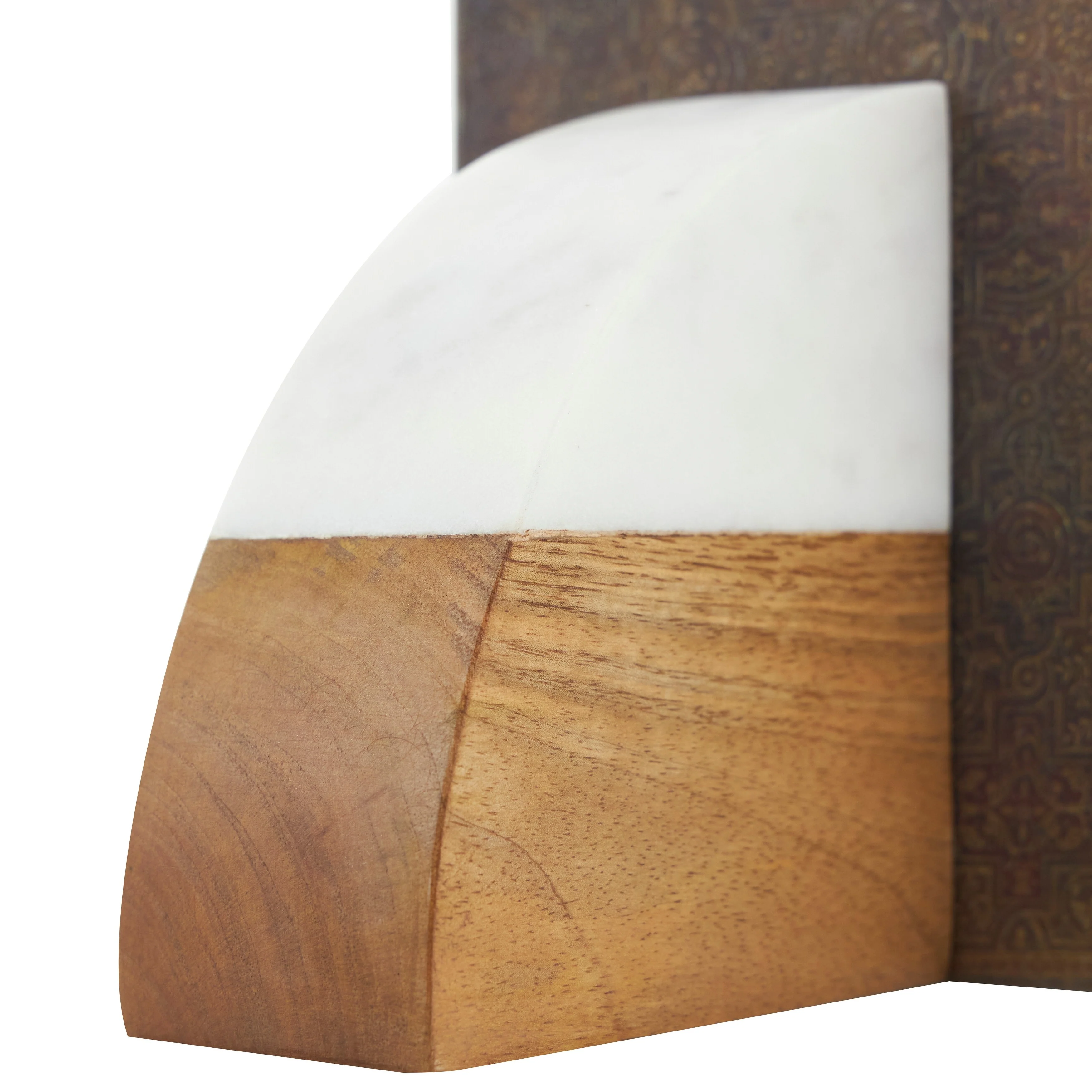 Brown Marble Arched 5 lbs Geometric Decorative Bookends with White Marble Tops (Set of 2)