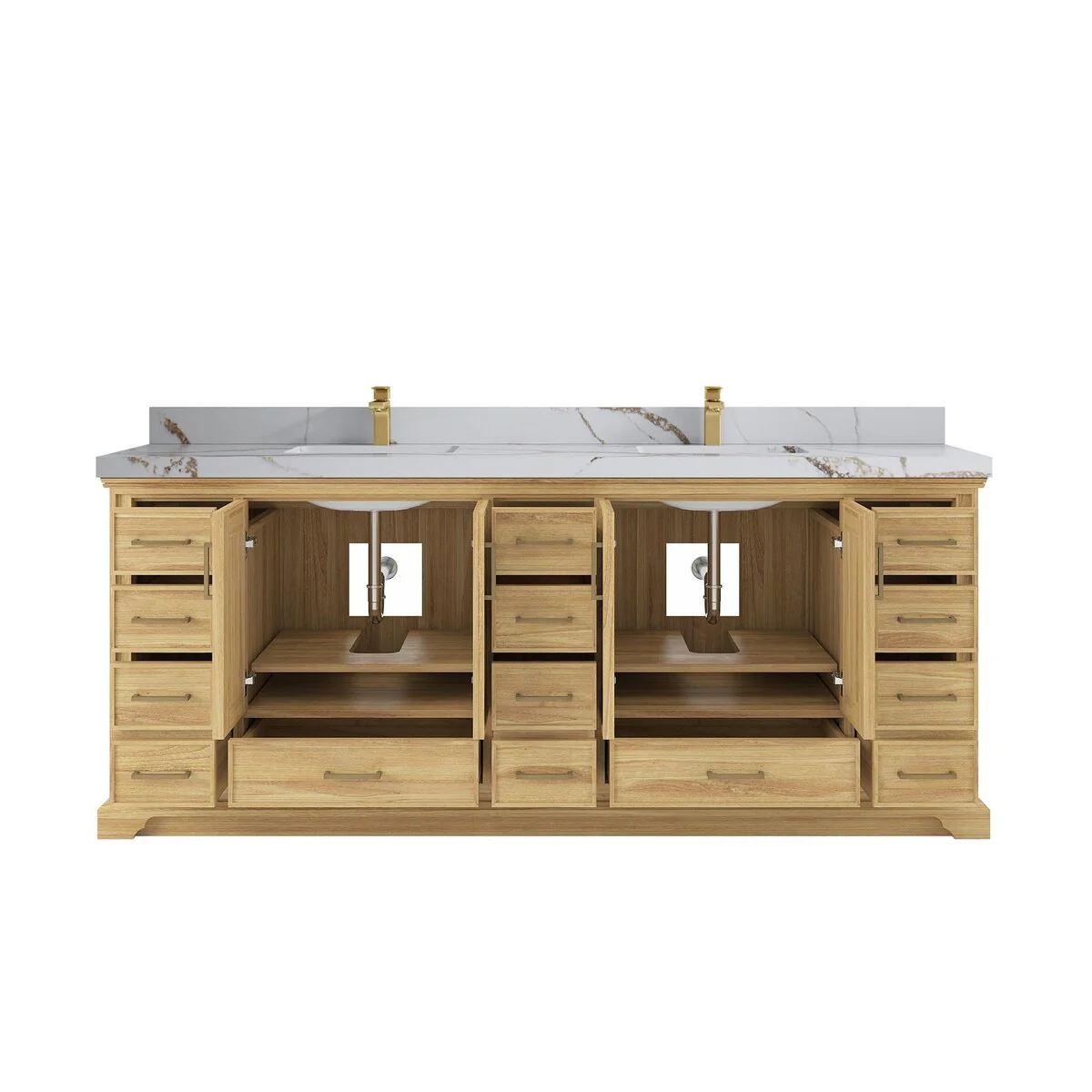 Willow Collections 84 in. W x 22 in. D Charlotte Teak Double Sink Bathroom Solid Teak Vanity with Countertop