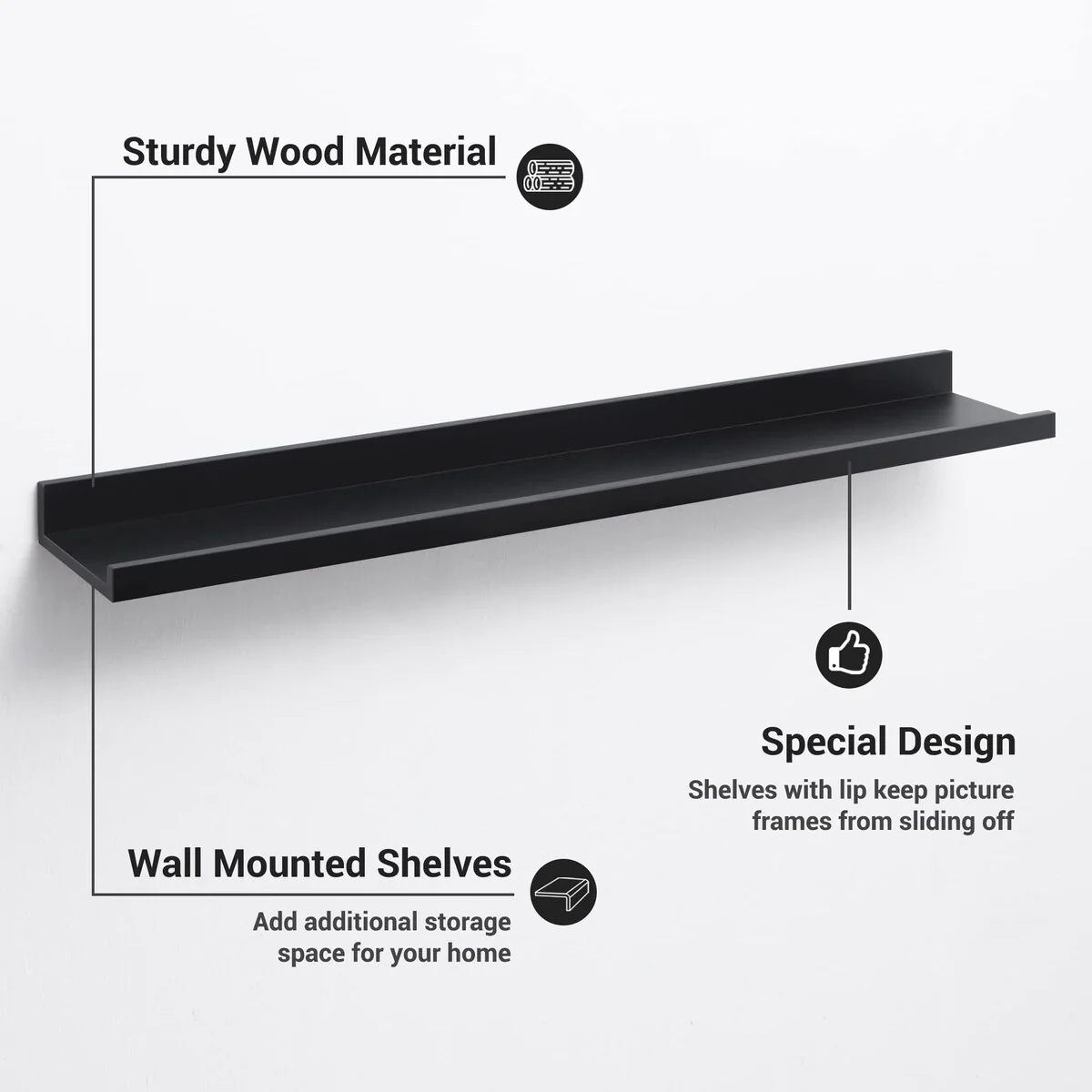 Picture Ledge Shelf, Floating Shelves Wall Mounted Set of 3