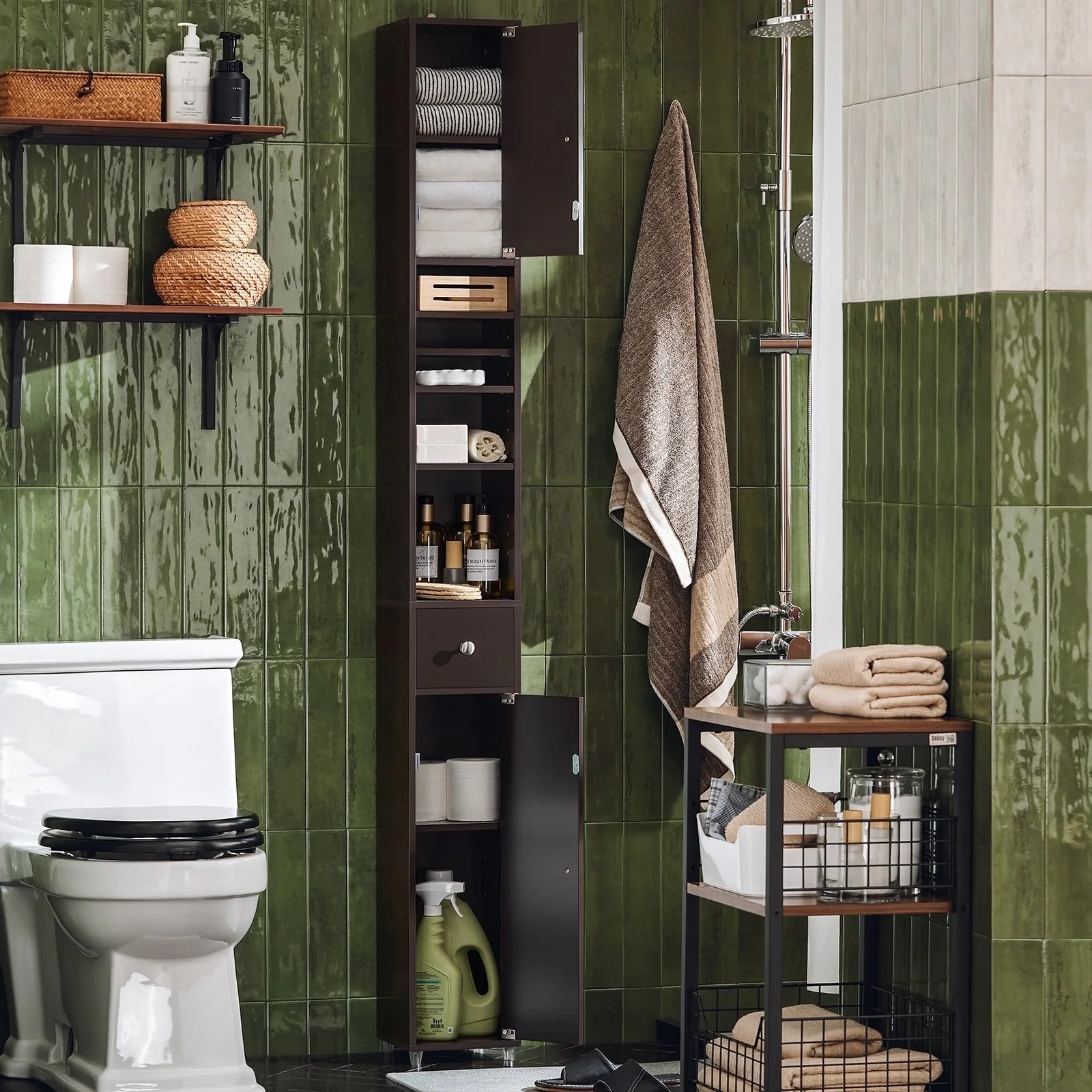 SoBuy BZR34-W, Bathroom Tall Cabinet Cupboard Storage Cabinet