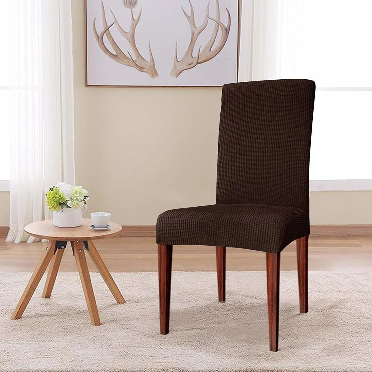 Elegant Knitting Jacquard Box Cushion Dining Chair Slipcover