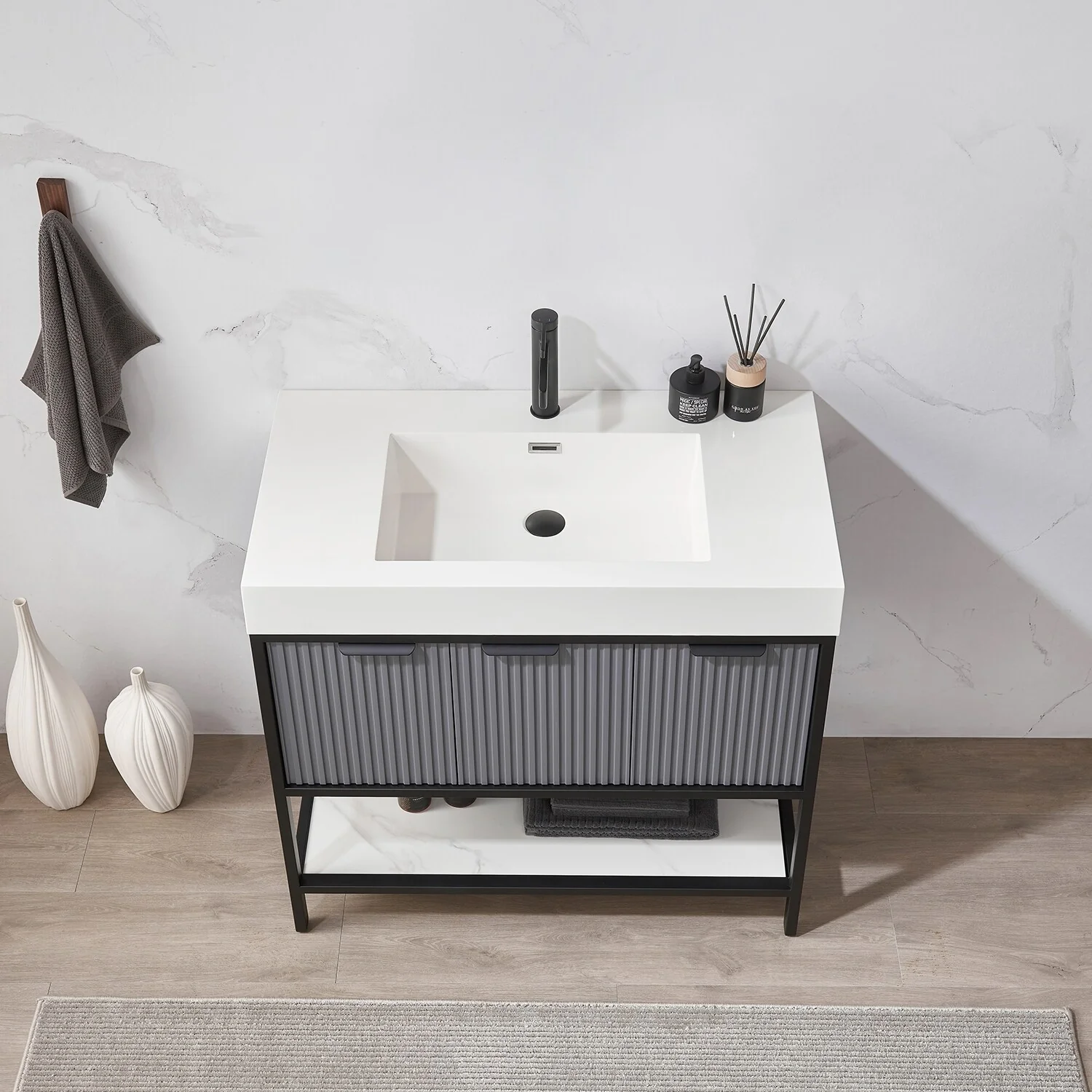 Marcilla 36 in. Single Sink Bath Vanity with Stone Sink Top
