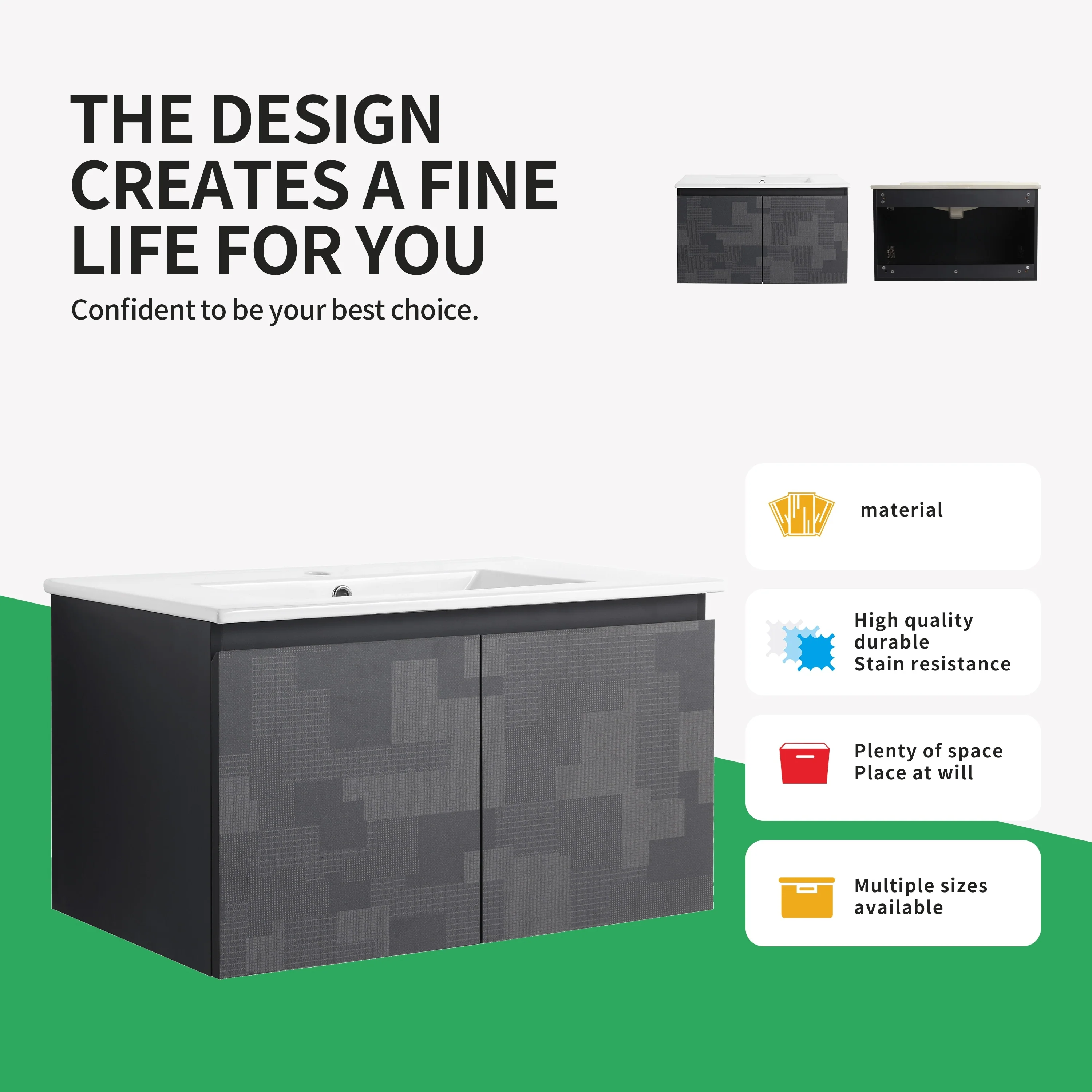 BNK 24/30/48 Inch Double Sink Bathroom Vanity with Soft Close Door