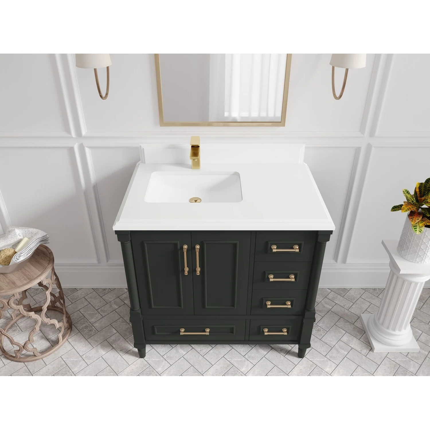 Willow Collections 36 in. W x 22 in. D Aberdeen Right Offset Sink Bathroom Vanity with Countertop