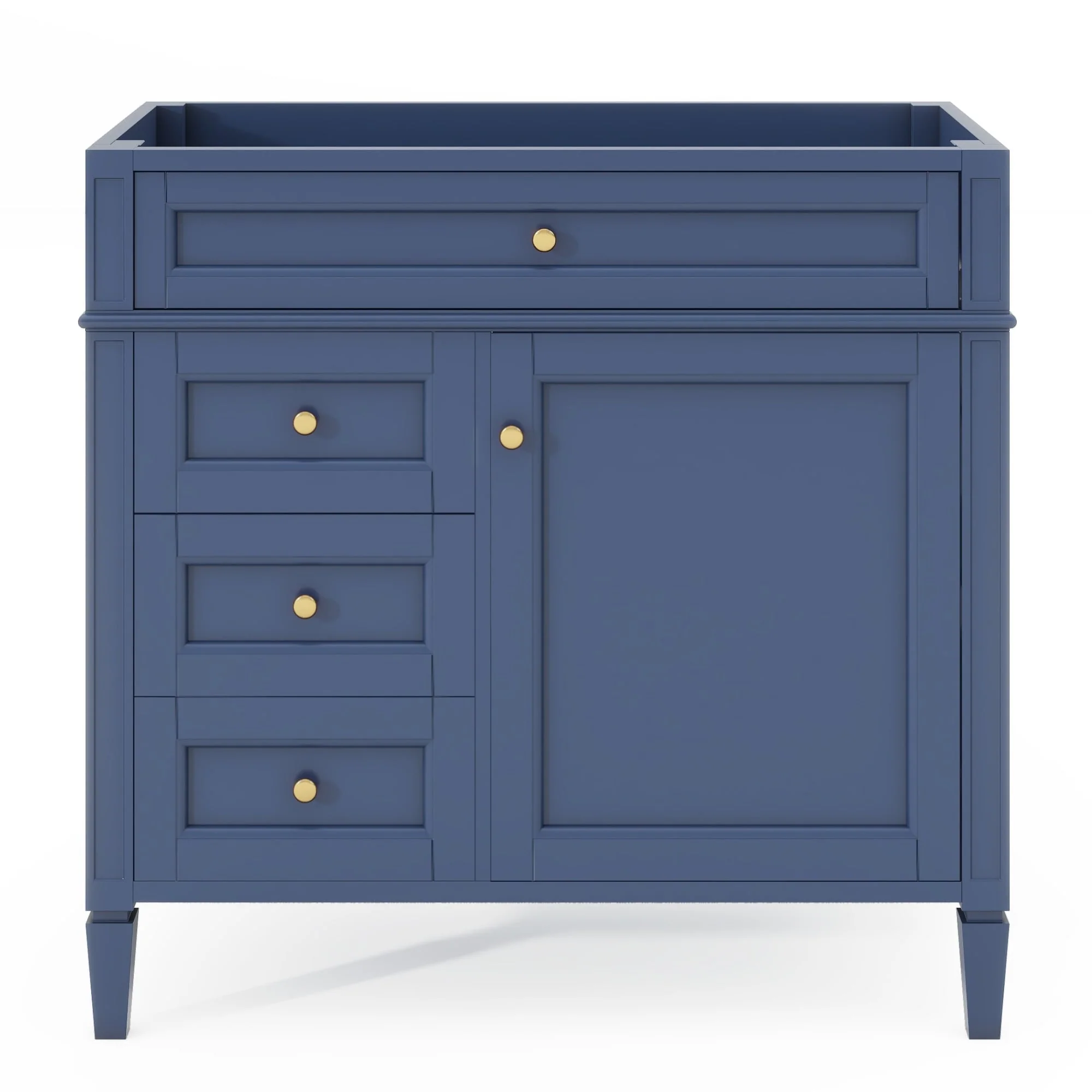 36'' Bathroom Vanity without Top Sink, Modern Bathroom Storage Cabinet with 2 Drawers and a Tip-out Drawer, Solid Wood Frame