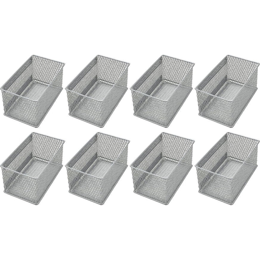 Ybm Home Wire Mesh Magnetic Storage Basket Trash Caddy Office Supply Organizer Silver 7.75 in. L x 4.3 in. W x 4.3 in. H 8 Pack