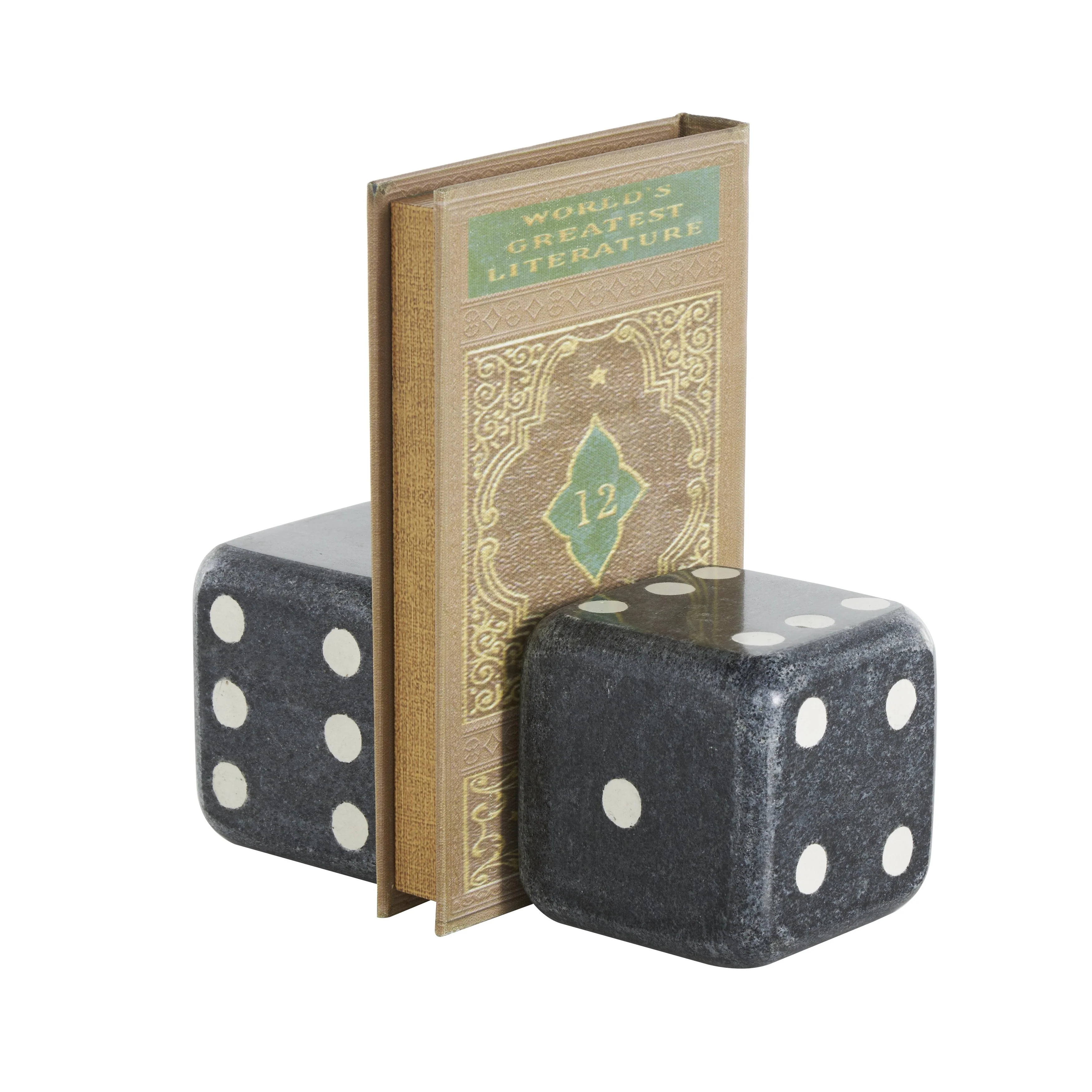 Marble Dice Decorative Bookends - Set of 2 Black, White or Green - Roche River Decor