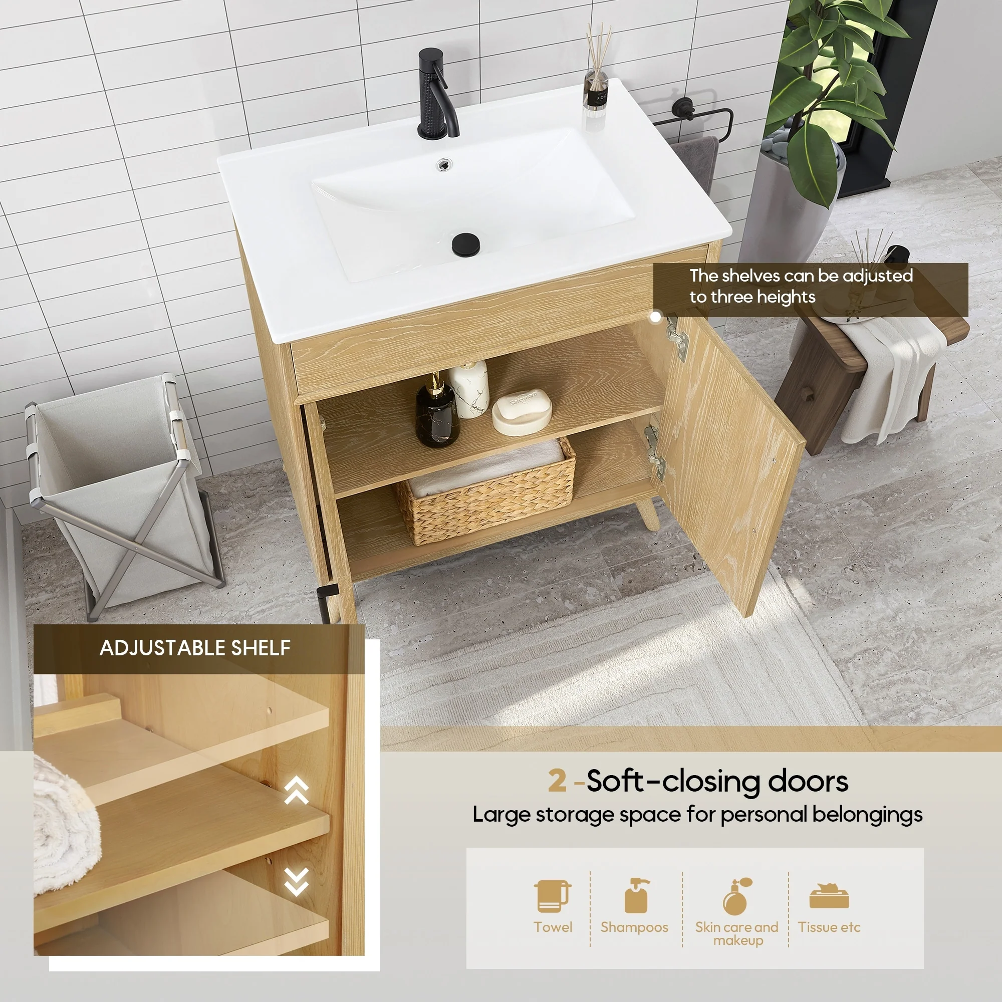 Delhi Bath Vanity with White Ceramic Basin Top without Mirror