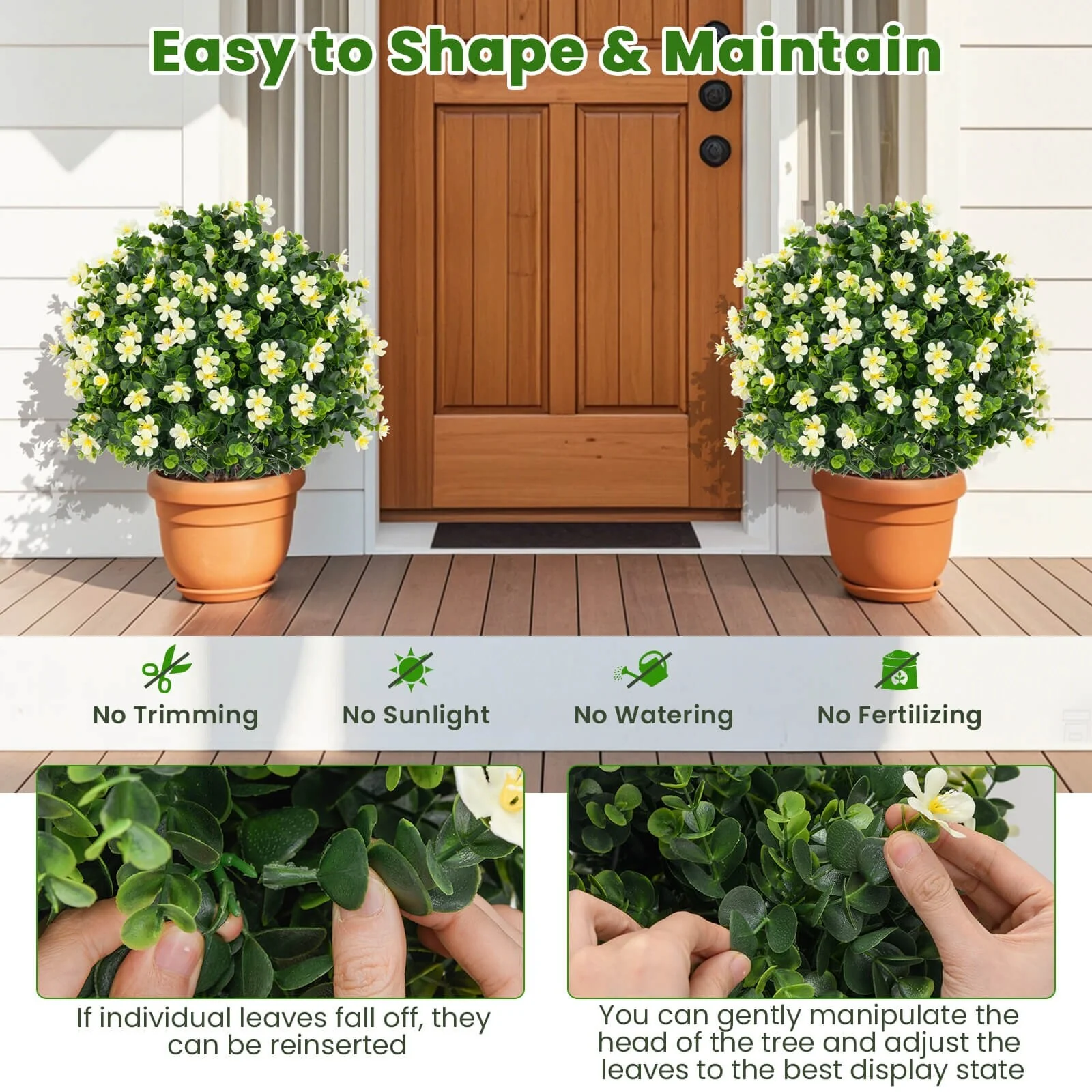 Costway 2 Pack Artificial Boxwood Topiary Ball Tree Faux Shrub Bushes